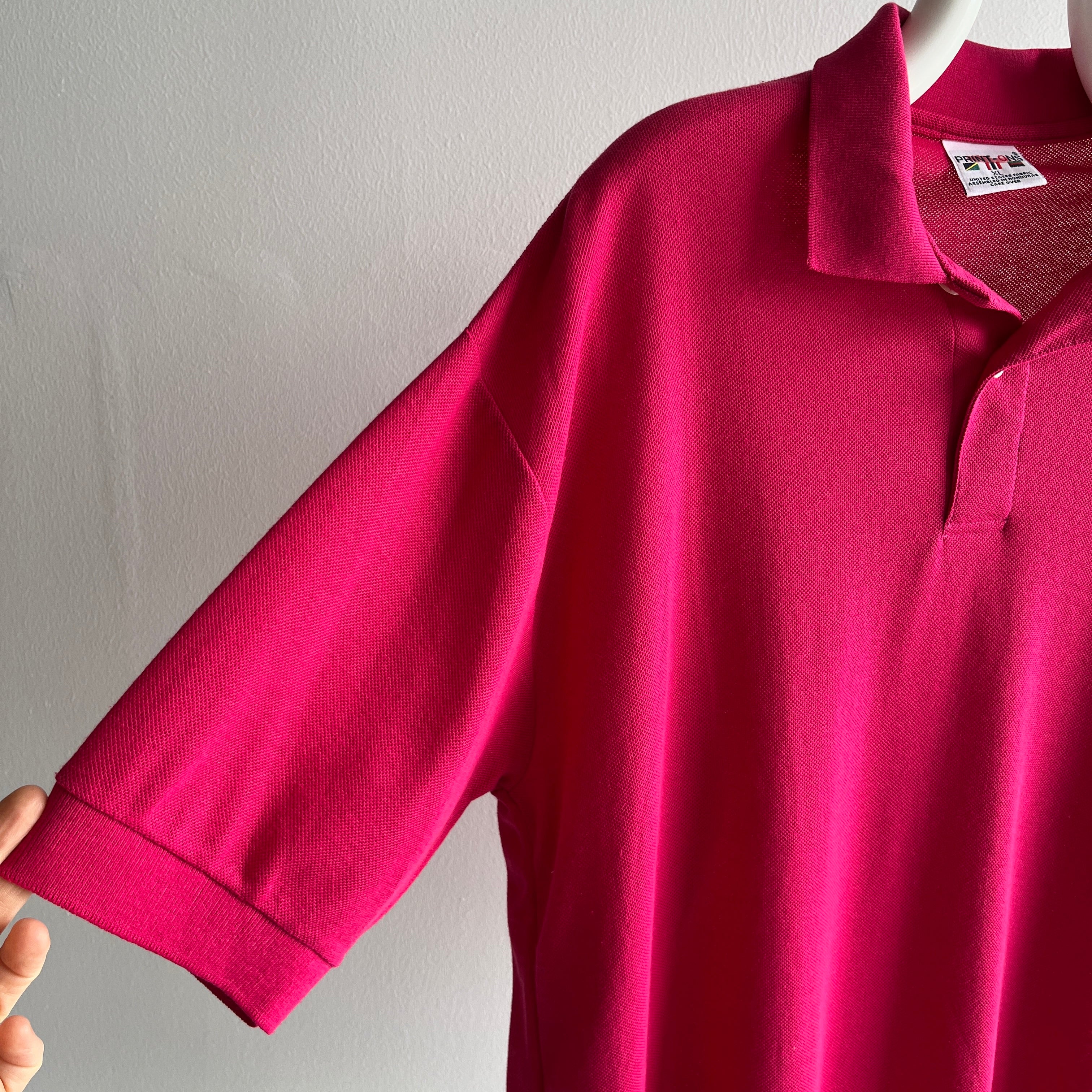 2000s Hot Pink Relaxed Fit Thin Polo Shirt