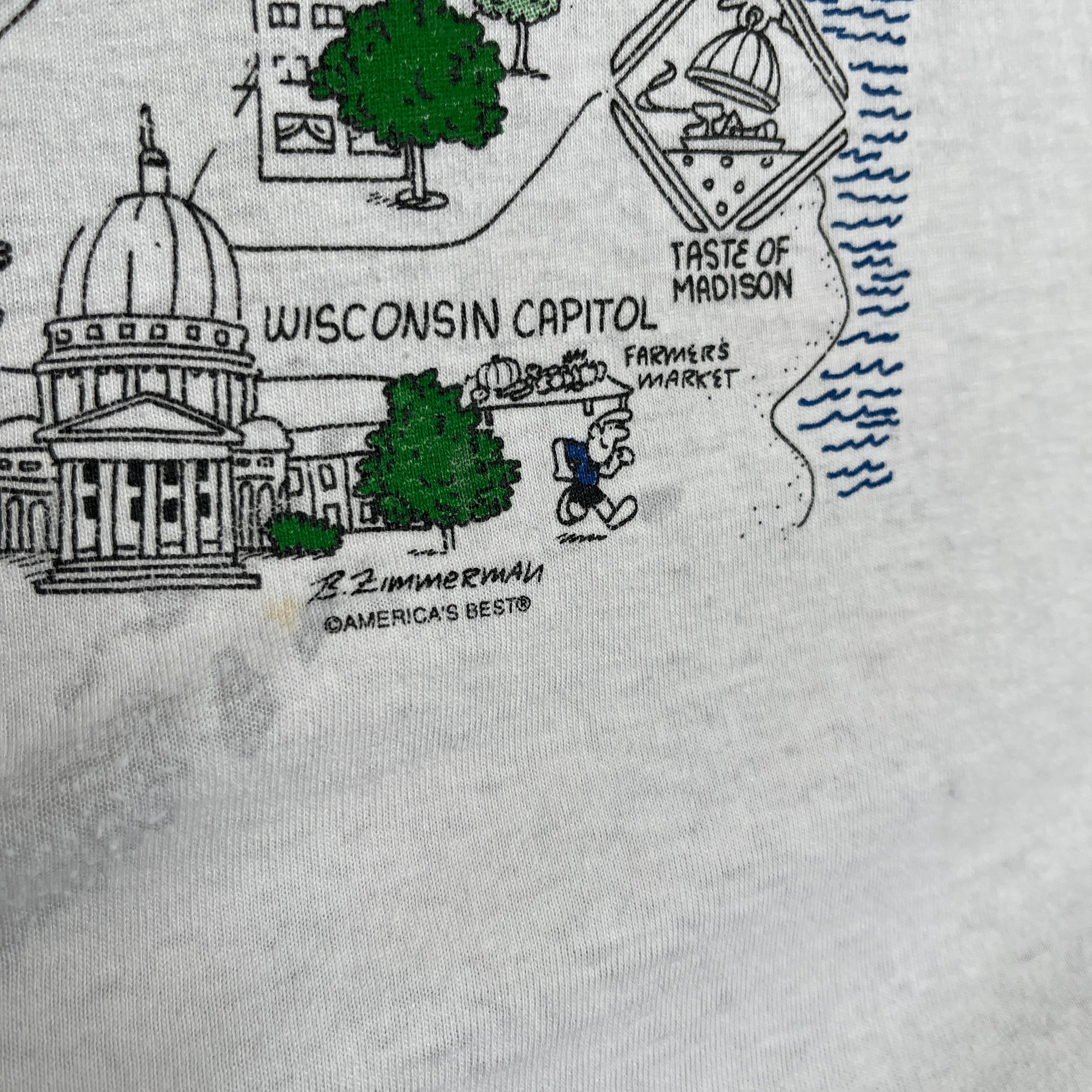 1980s Incredible Madison, Wisconsin Almost Paper Thin Front and Back T-Shirt