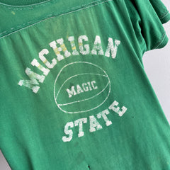 1970s Nicely Destroyed Michigan State Football T-Shirt by Wolf !!!!