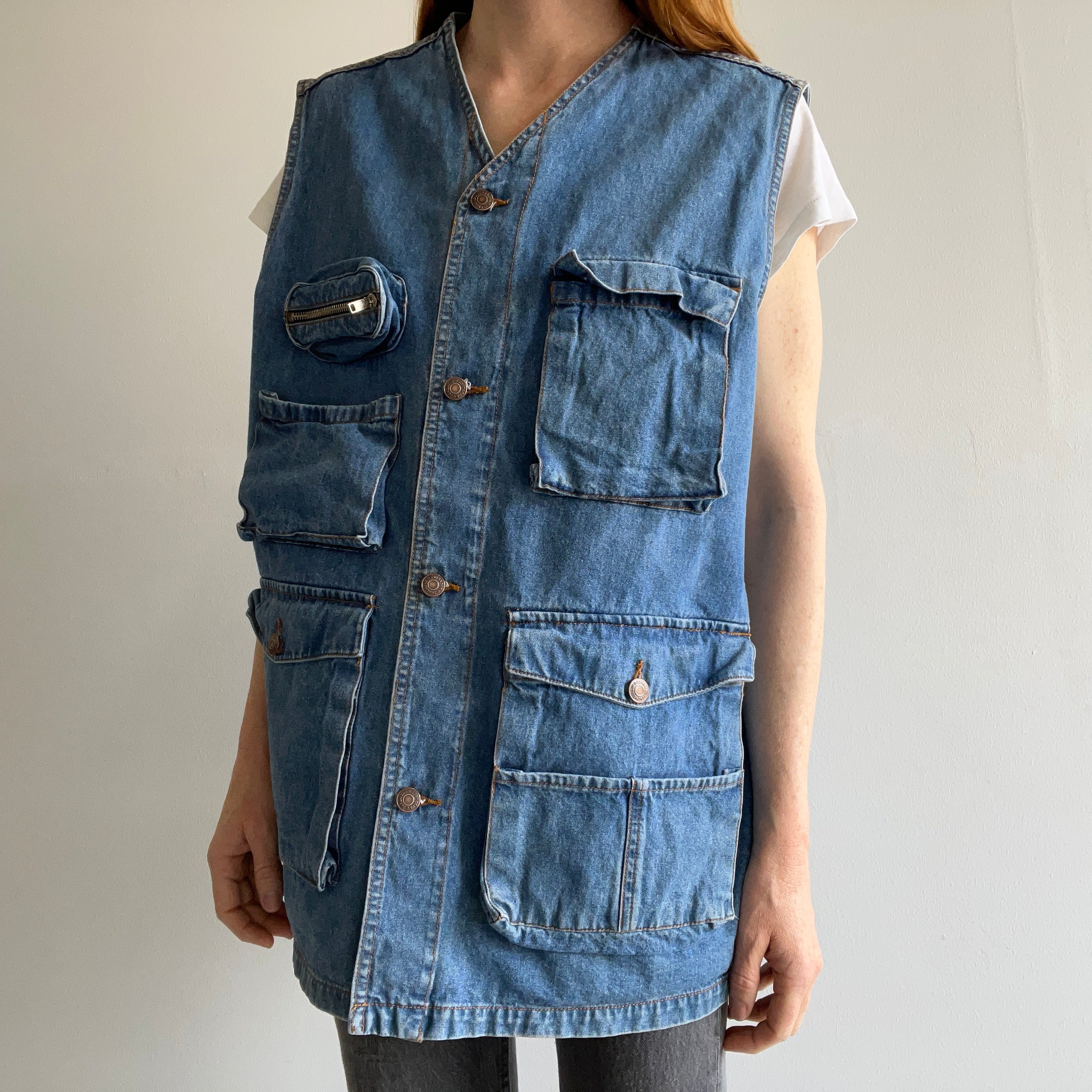 1980s Jordache Pockets on Pockets Denim Vest