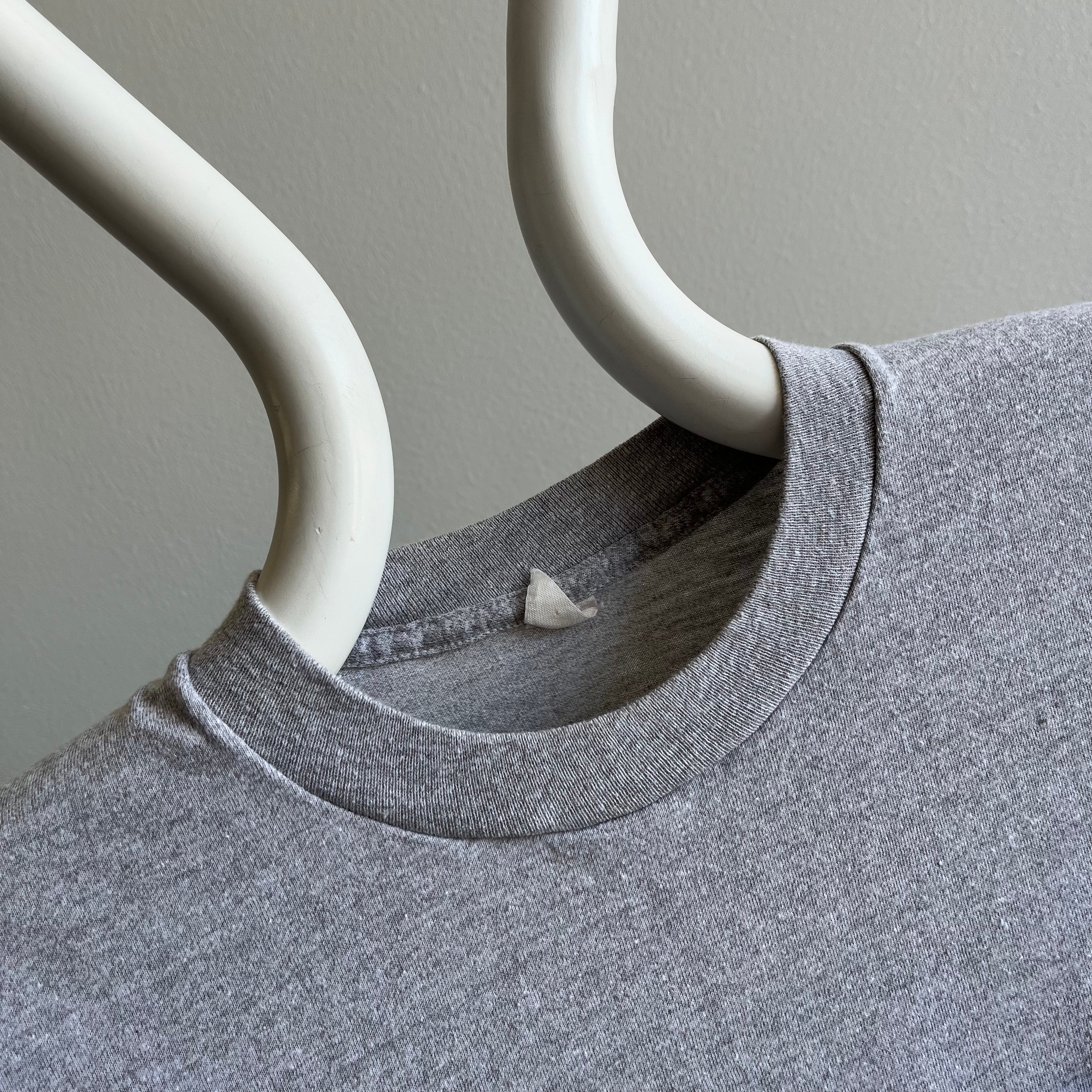 1980s Blank Gray Selvedge Pocket T-Shirt