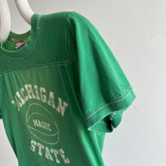 1970s Nicely Destroyed Michigan State Football T-Shirt by Wolf !!!!