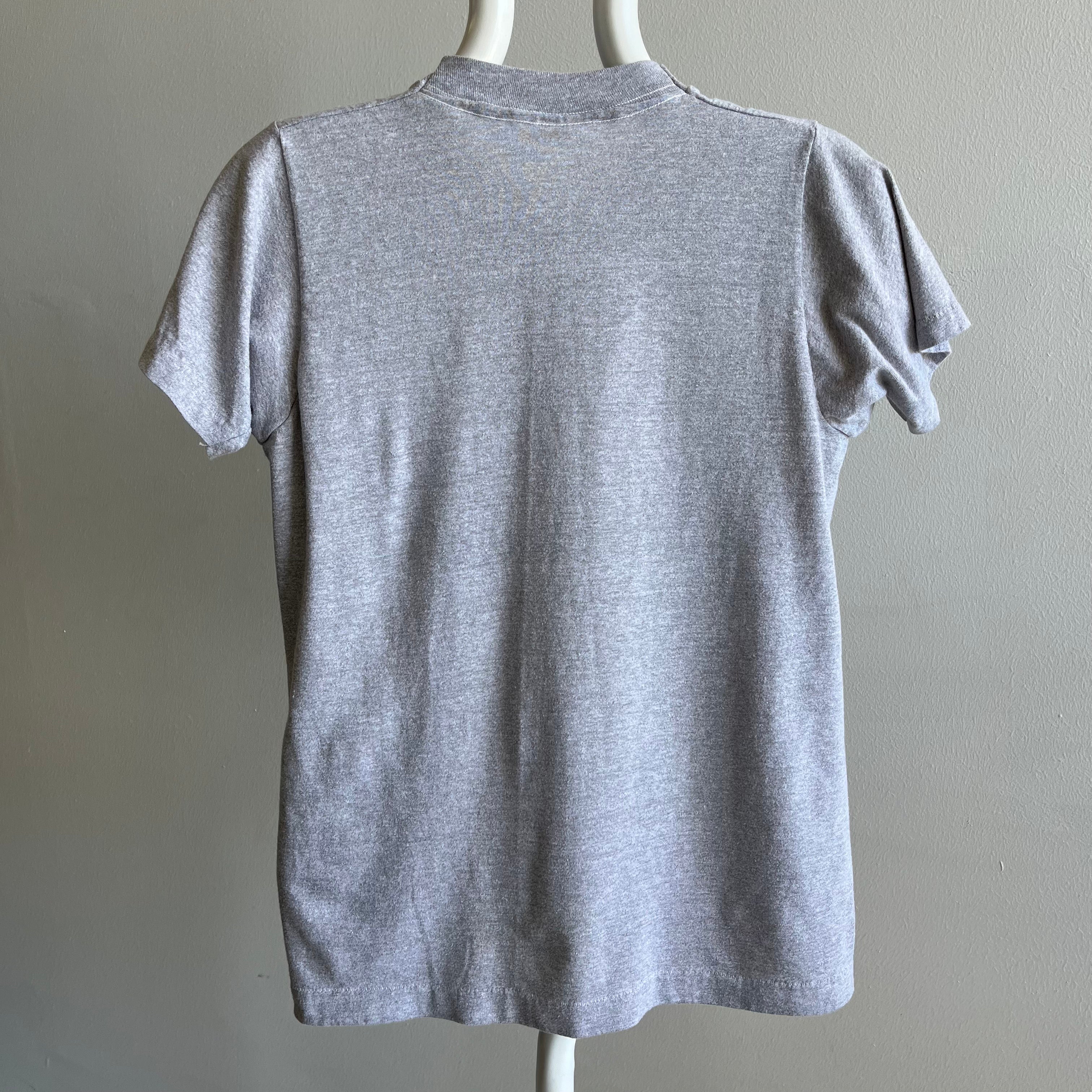 1980s Blank Gray Selvedge Pocket T-Shirt