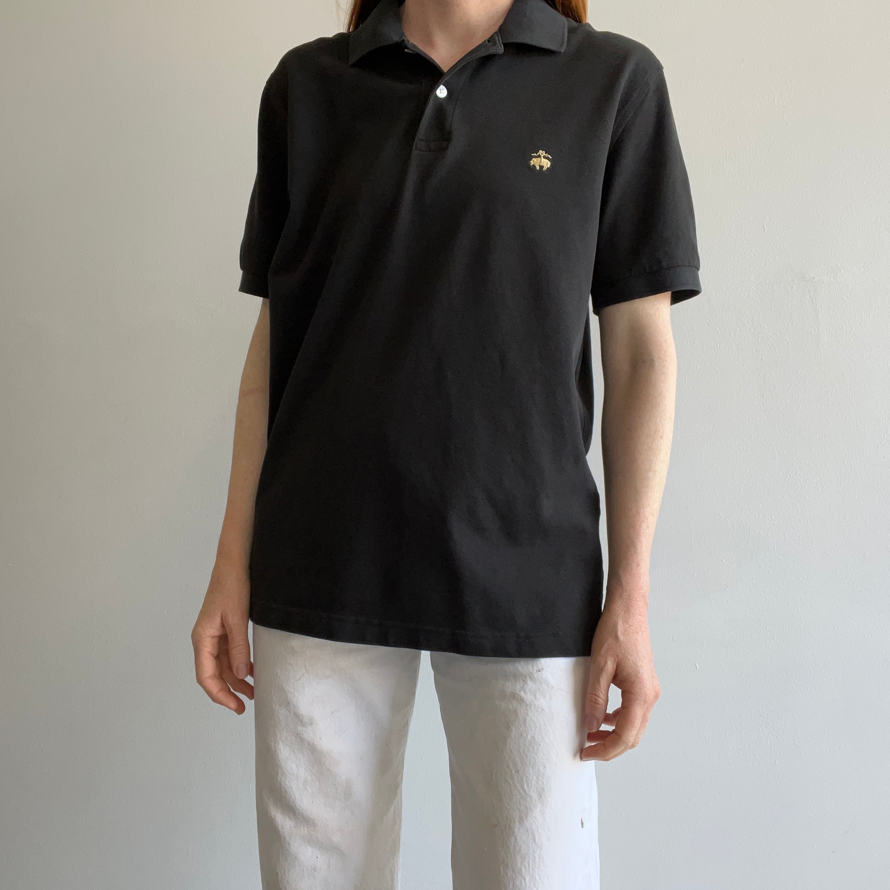 1980s Black Cotton Polo Shirt