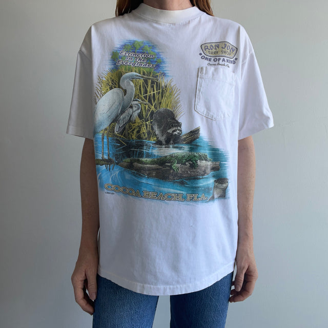 1980/90s Extinction in the Everglades Ron Jon Front and Back Pocket Shirt