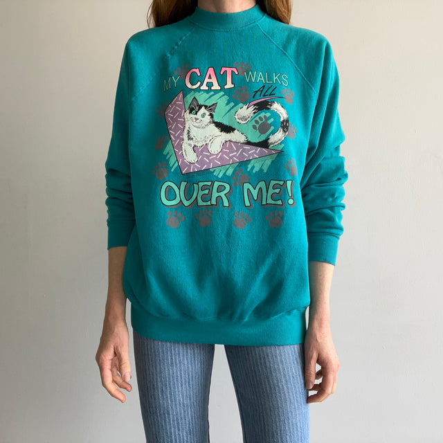 1980s My Cat Walks All Over Me Sweatshirt - Oh My