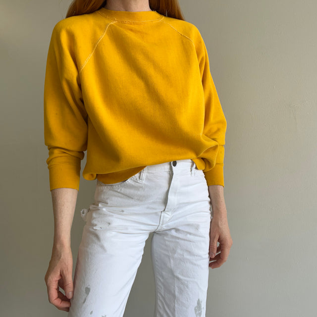 1970s Beyond Stained Marigold Yellow Sweatshirt - Dreamy