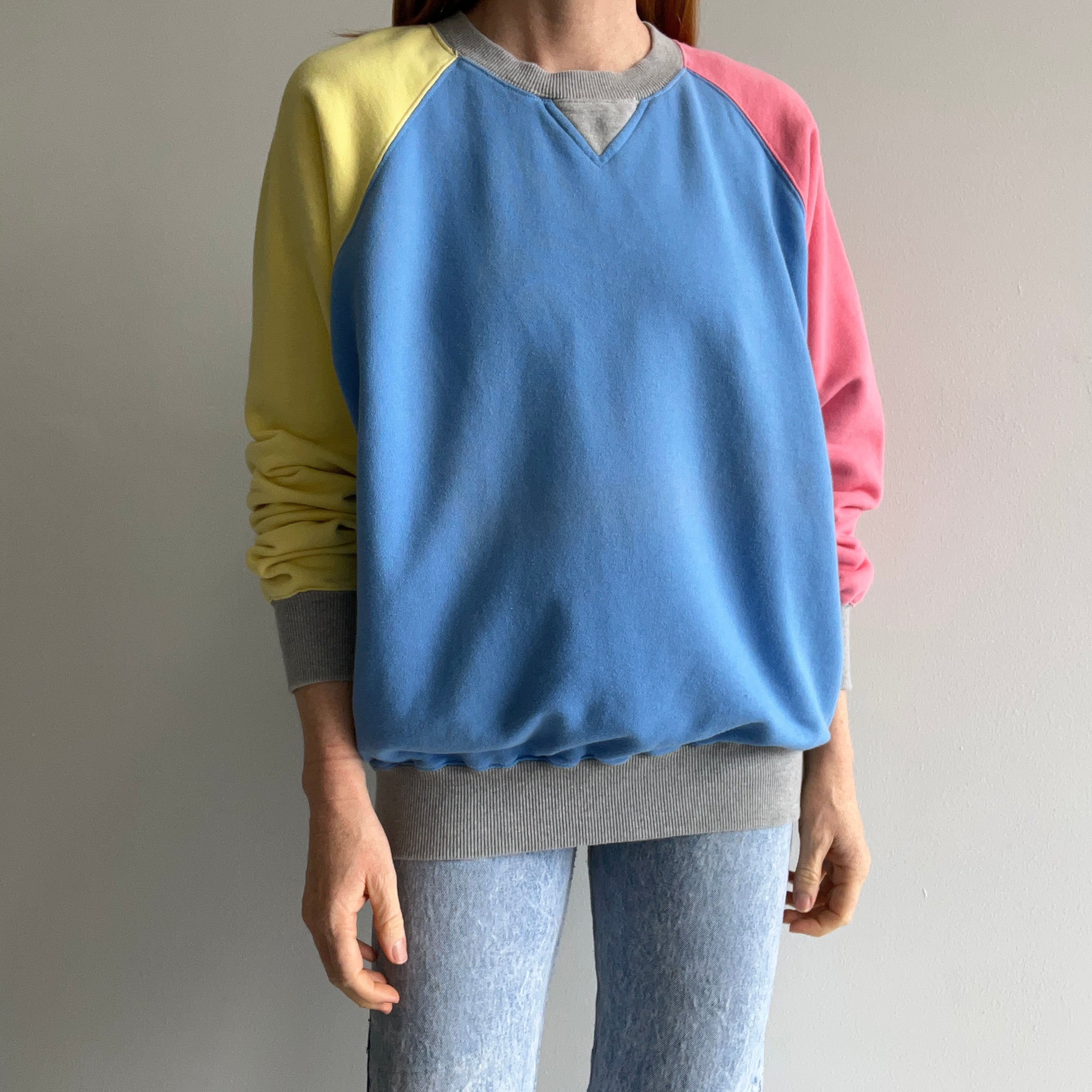 1990s Brooks Brothers Color Block Lovely Sweatshirt - Just Lovely