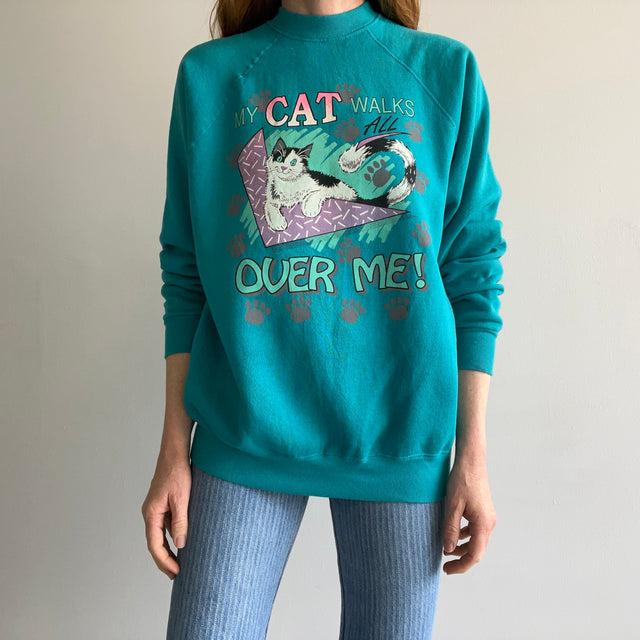 1980s My Cat Walks All Over Me Sweatshirt - Oh My