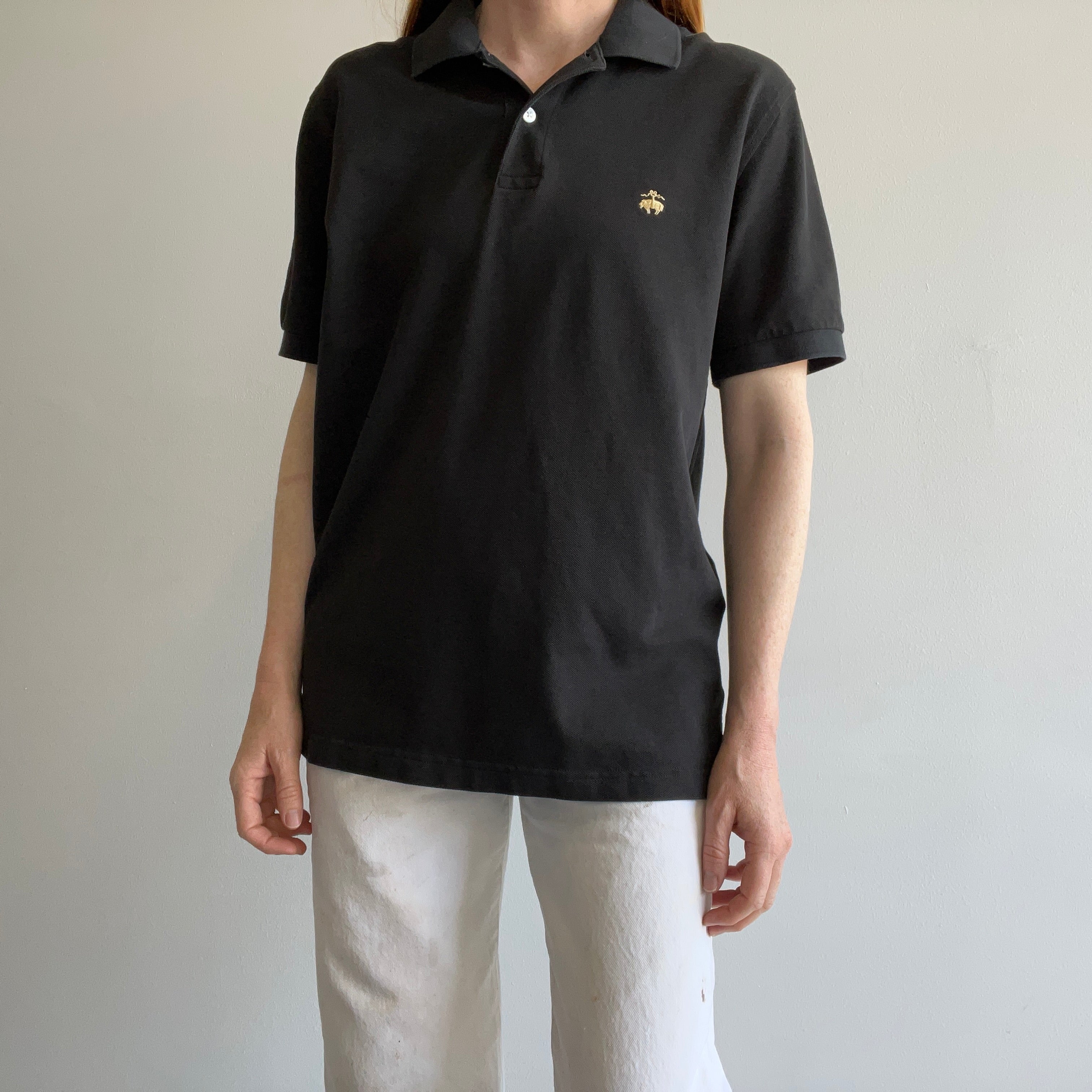 1980s Black Cotton Polo Shirt