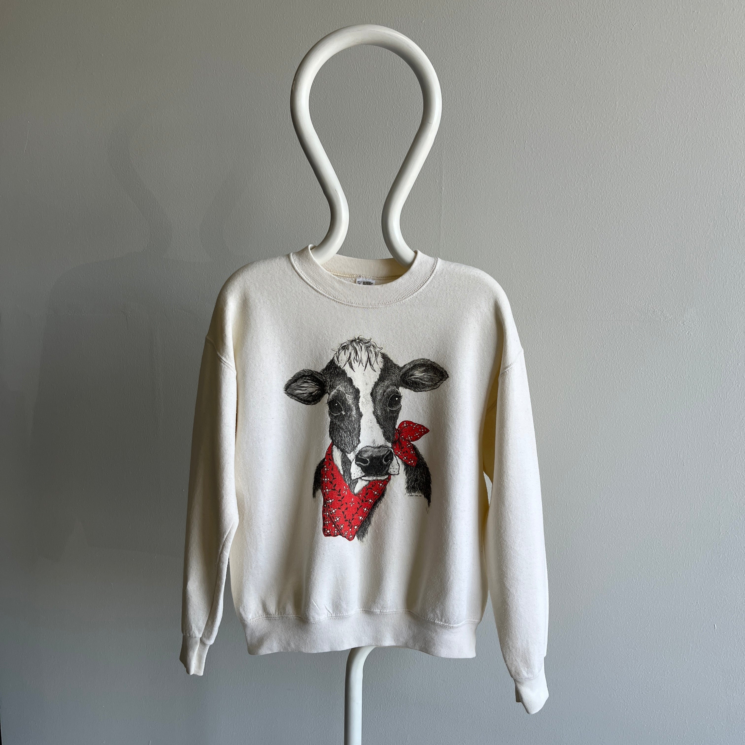 1980/90s Sweetest Cow in a Bandana Off White Sweatshirt by FOTL