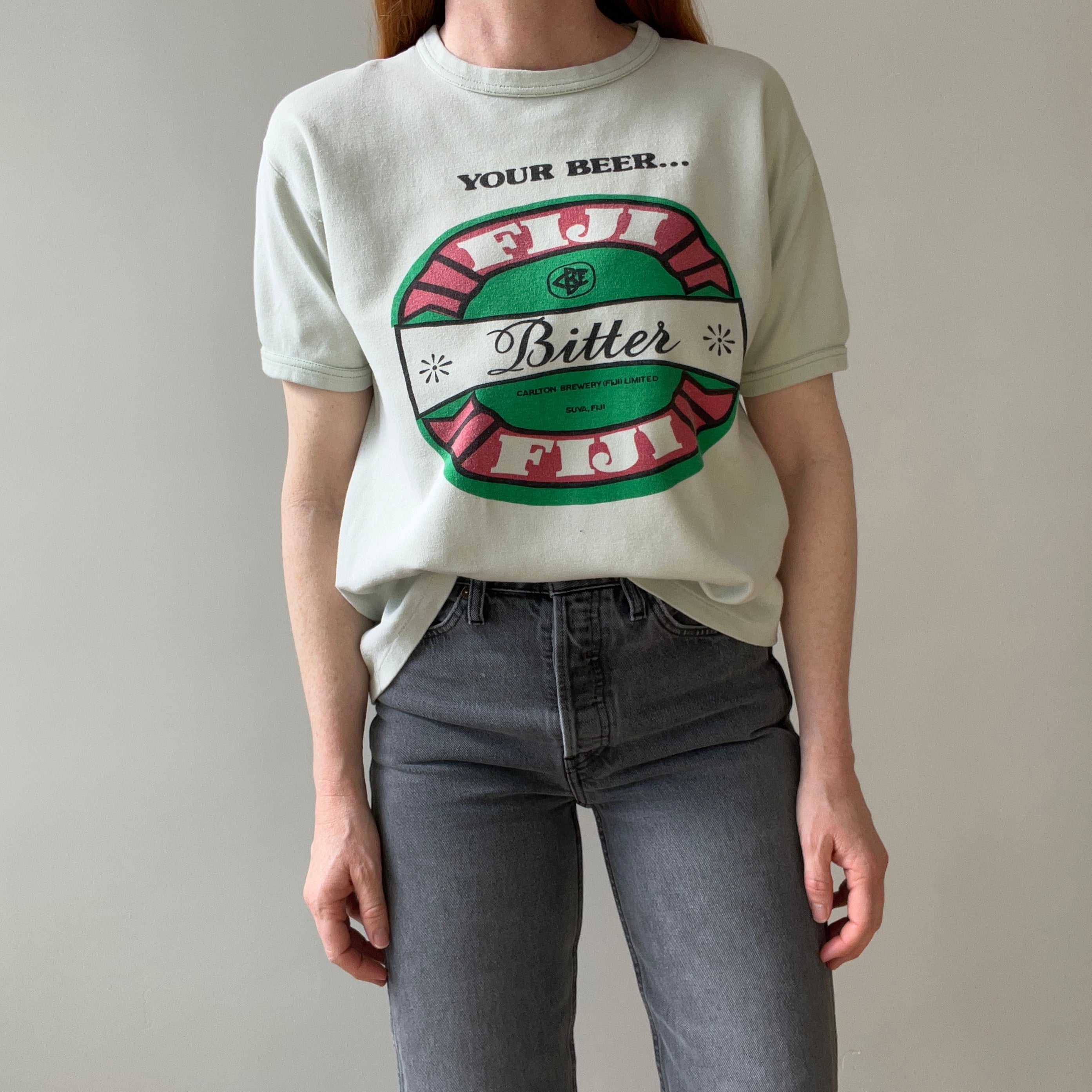 1970s Fiji Bitter Heavyweight Knit Ring Tee - THIS IS RAD