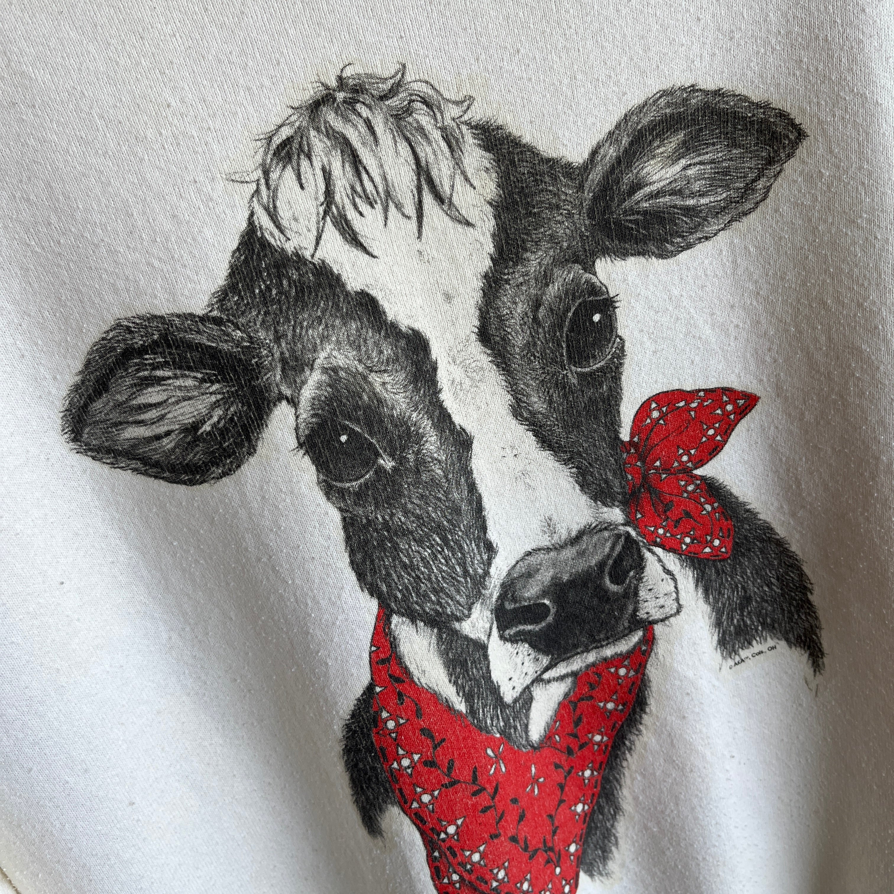 1980/90s Sweetest Cow in a Bandana Off White Sweatshirt by FOTL