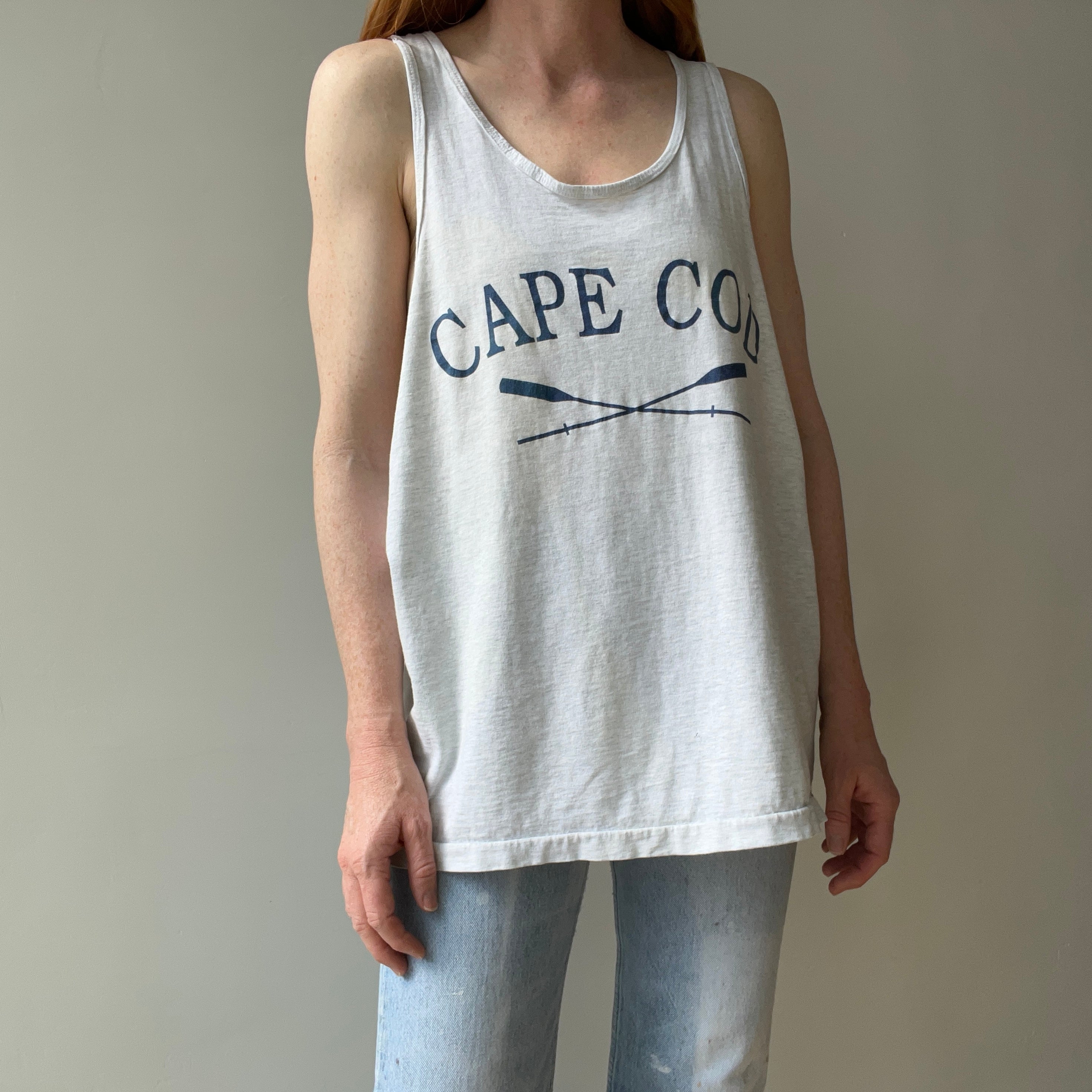 1980/90s Cape Code Tattered, Torn, Worn Cotton Tank Top