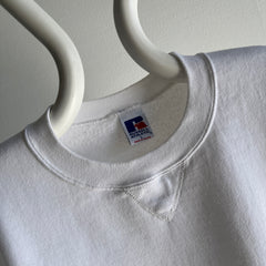 1990s Blank White Russell Brand Single V Sweatshirt