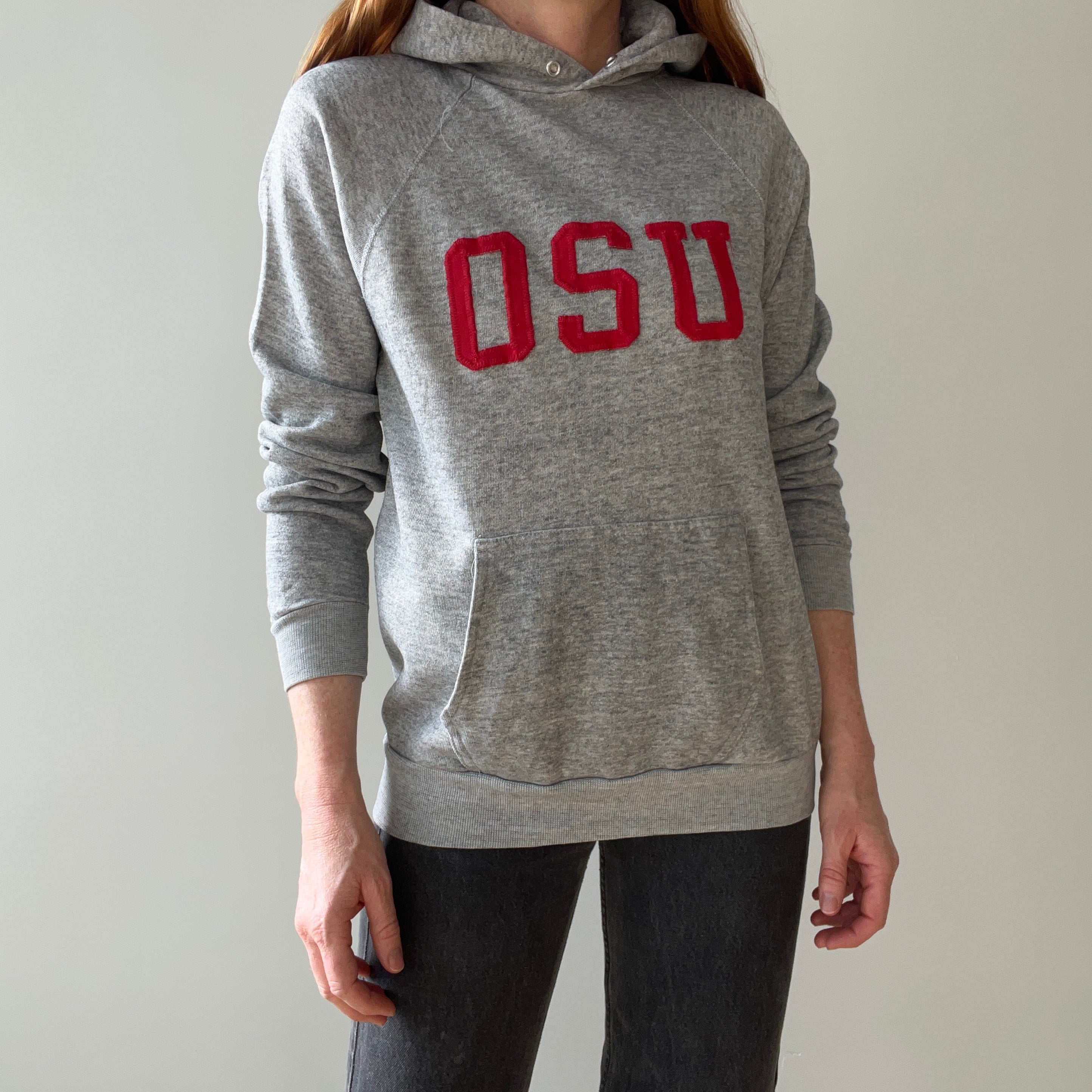 1970/80s OSU Ohio State University Thinned Out, Tattered And Worn Pullover Hoodie