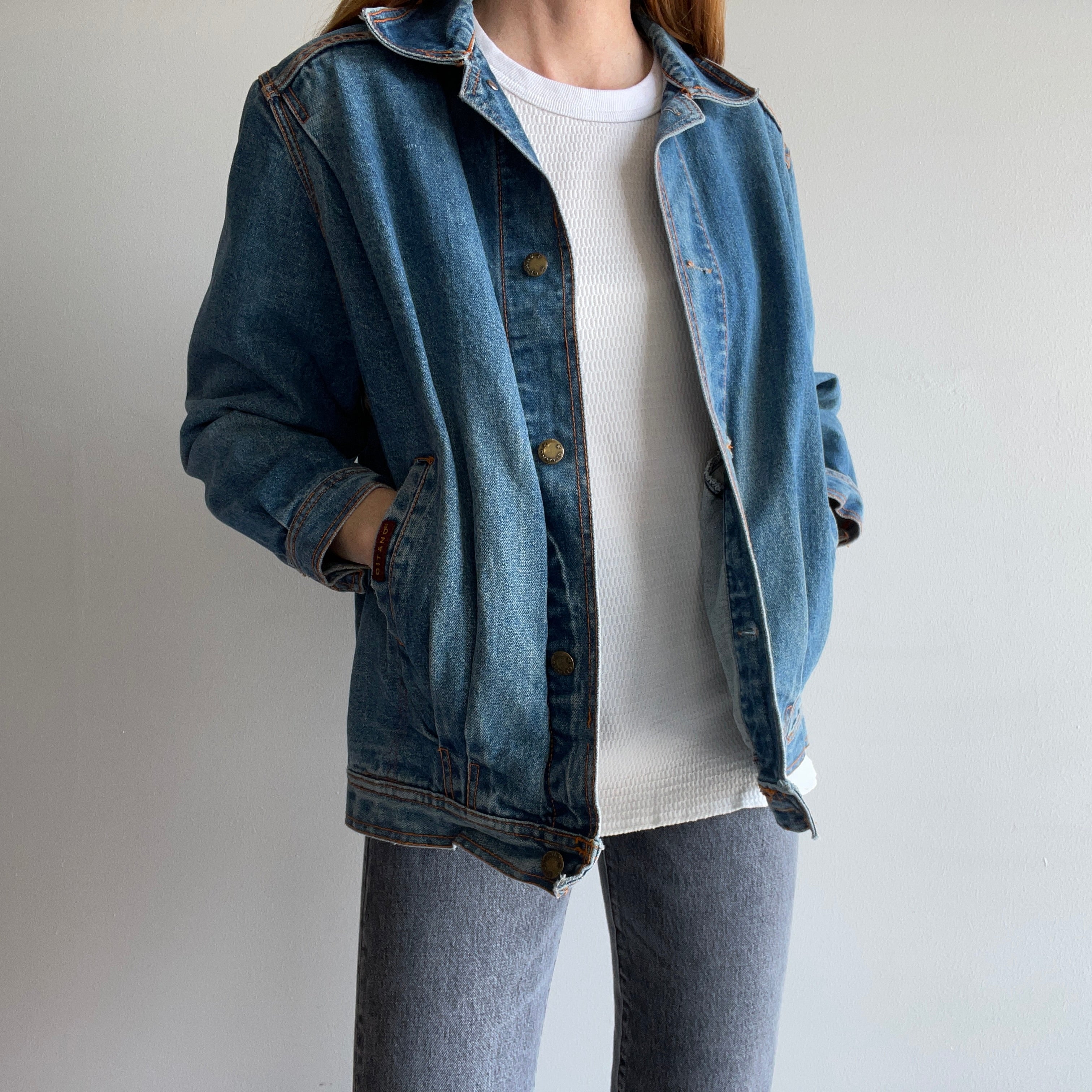 1980s Gitano Pleated Lightweight Denim Jean Jacket