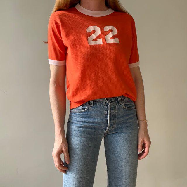 1970s Number 22 Orange Ringer T Shirt - THIS IS GOOD
