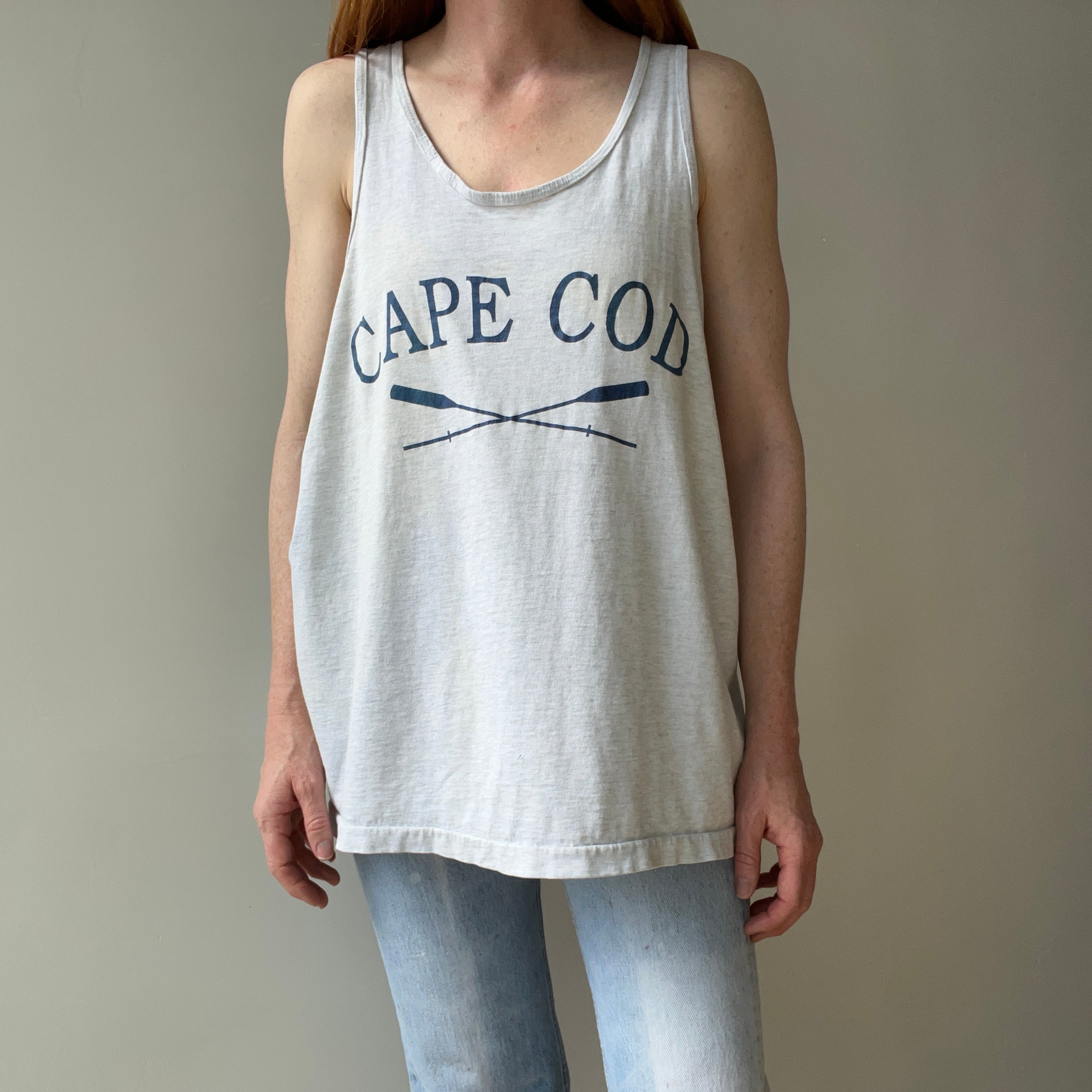 1980/90s Cape Code Tattered, Torn, Worn Cotton Tank Top