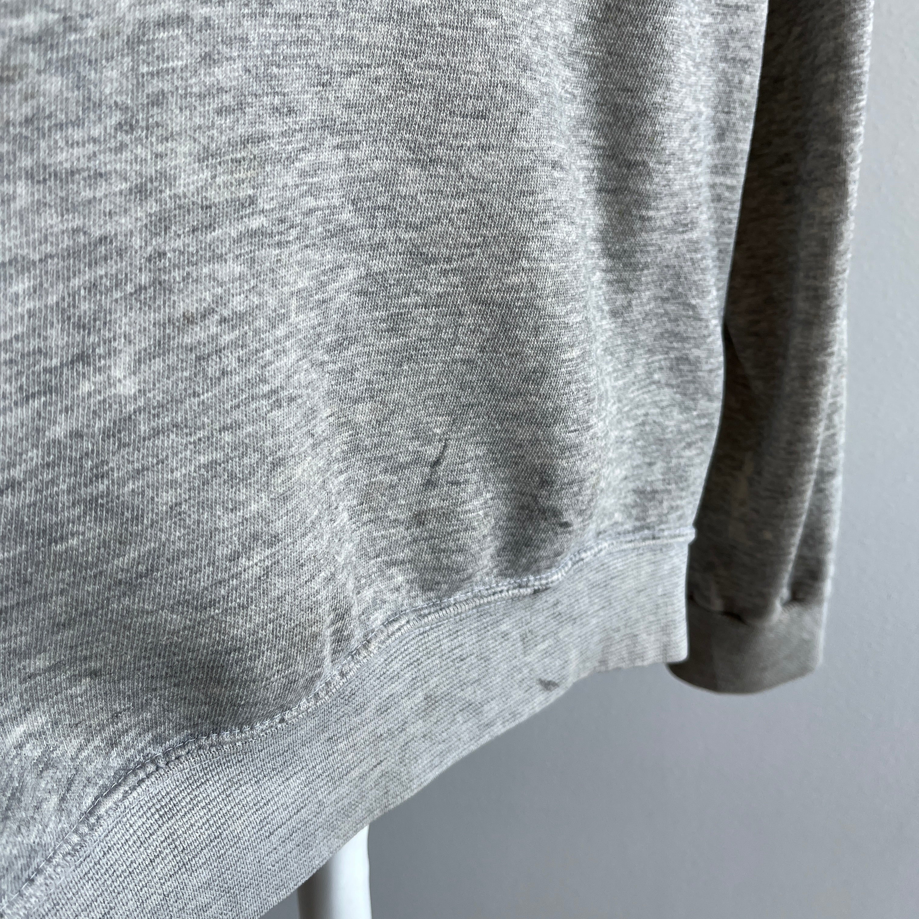 1970s Super Thin and Paint Stained Blank Gray Raglan - !!!!