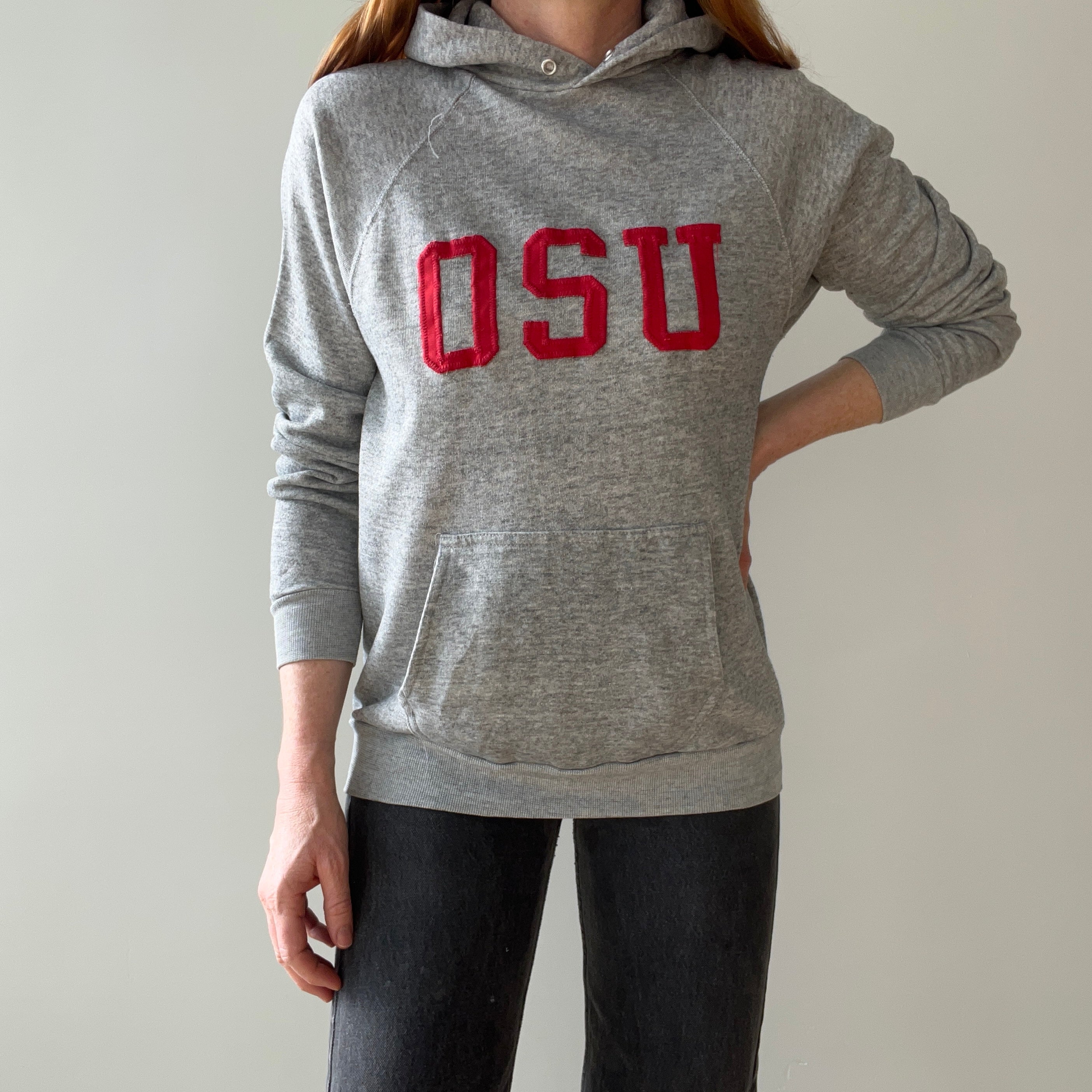 1970/80s OSU Ohio State University Thinned Out, Tattered And Worn Pullover Hoodie