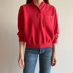 1980s Contemporary Classics Red Pocket Henley Sweatshirt