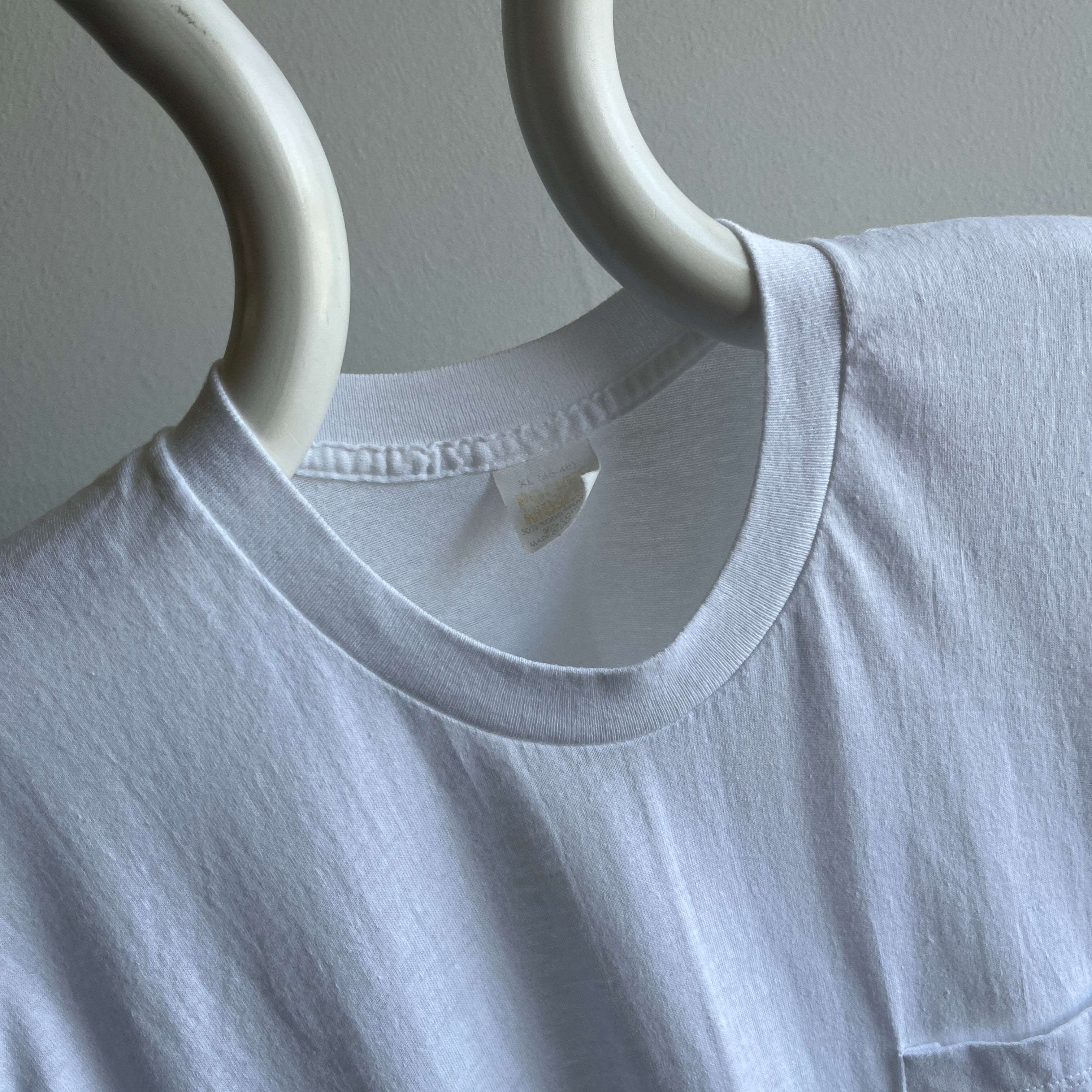 1980s Blank White Pocket Muscle T-Shirt