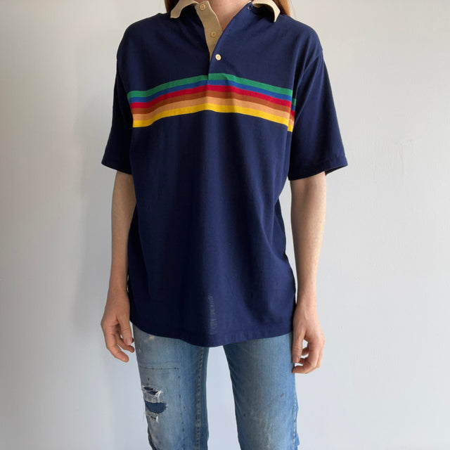 1980s Rainbow Polo T-Shirt - So Good