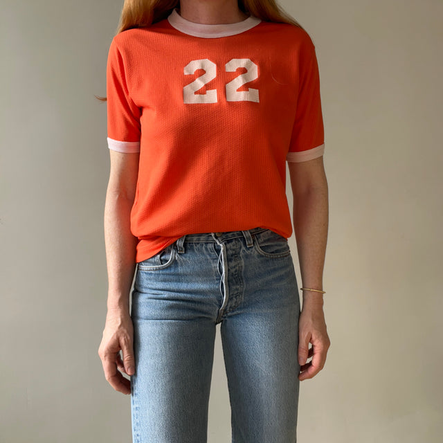 1970s Number 22 Orange Ringer T Shirt - THIS IS GOOD