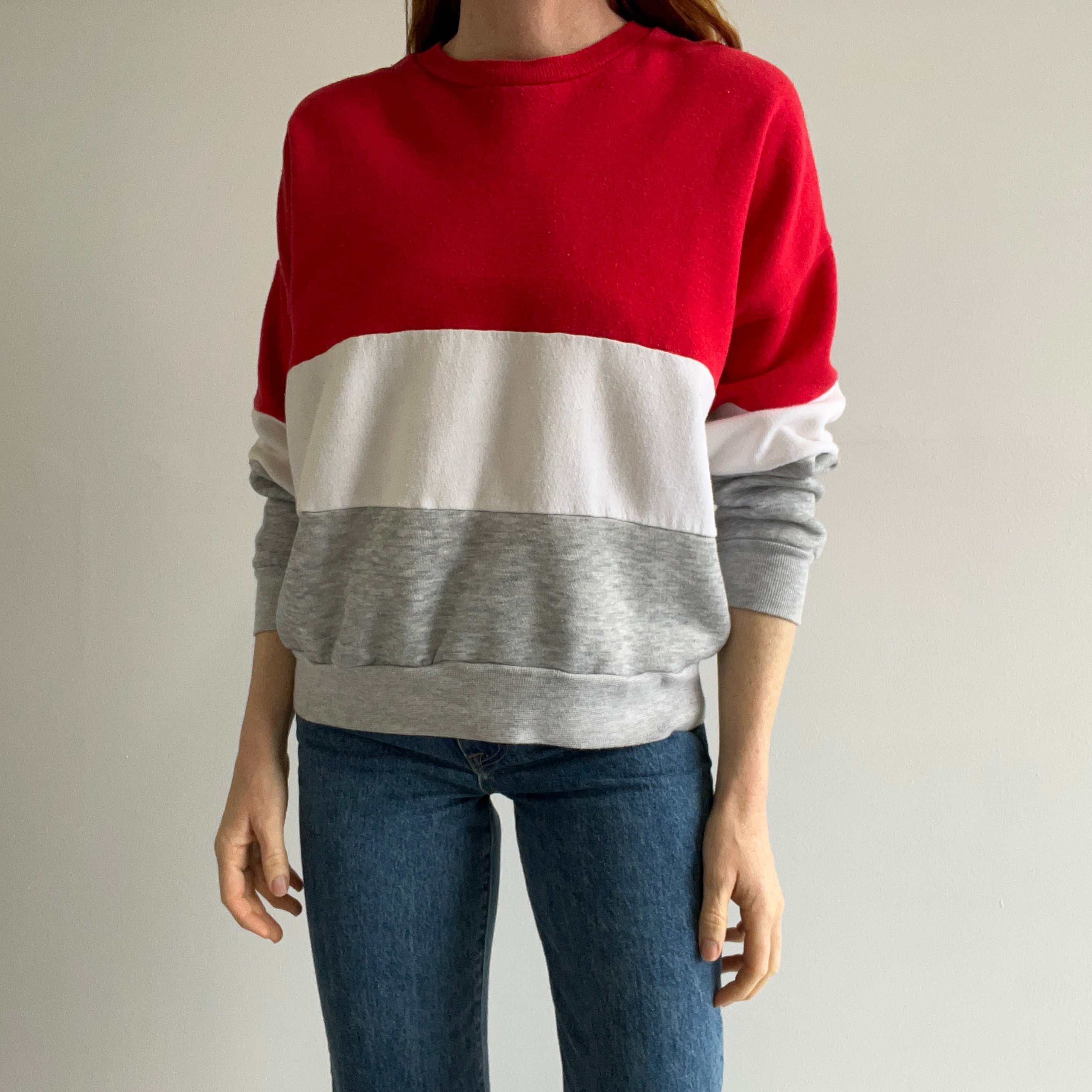 1980s Color Block Red, White and Gray by Bassett Walker !!!!!!!!!