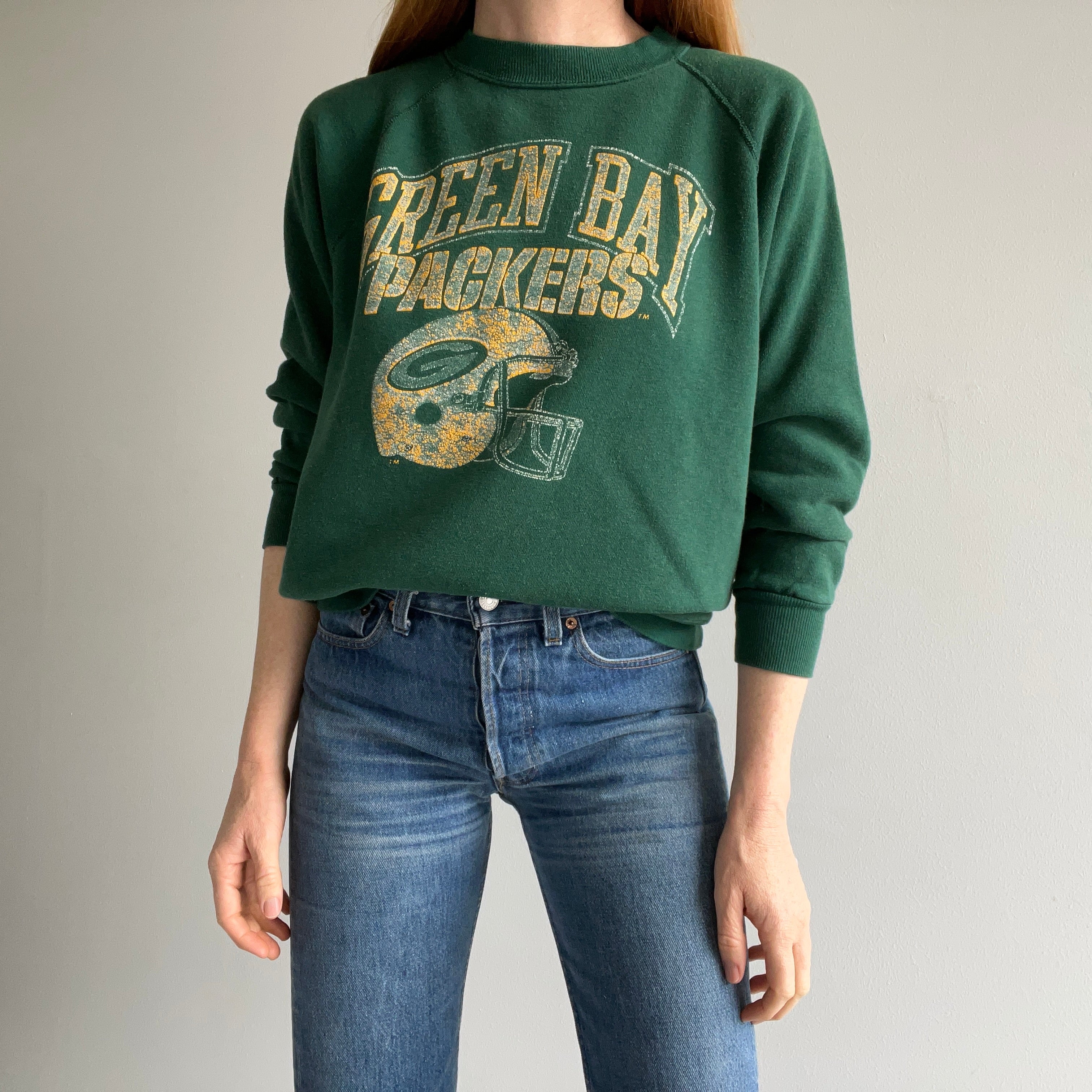 1970/80s Champion Blue Bar Green Bay Packers Sweatshirt