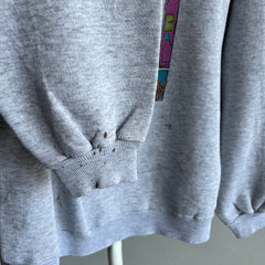 1980s Seaside Volleyball Front and Back Paint Stained Sweatshirt