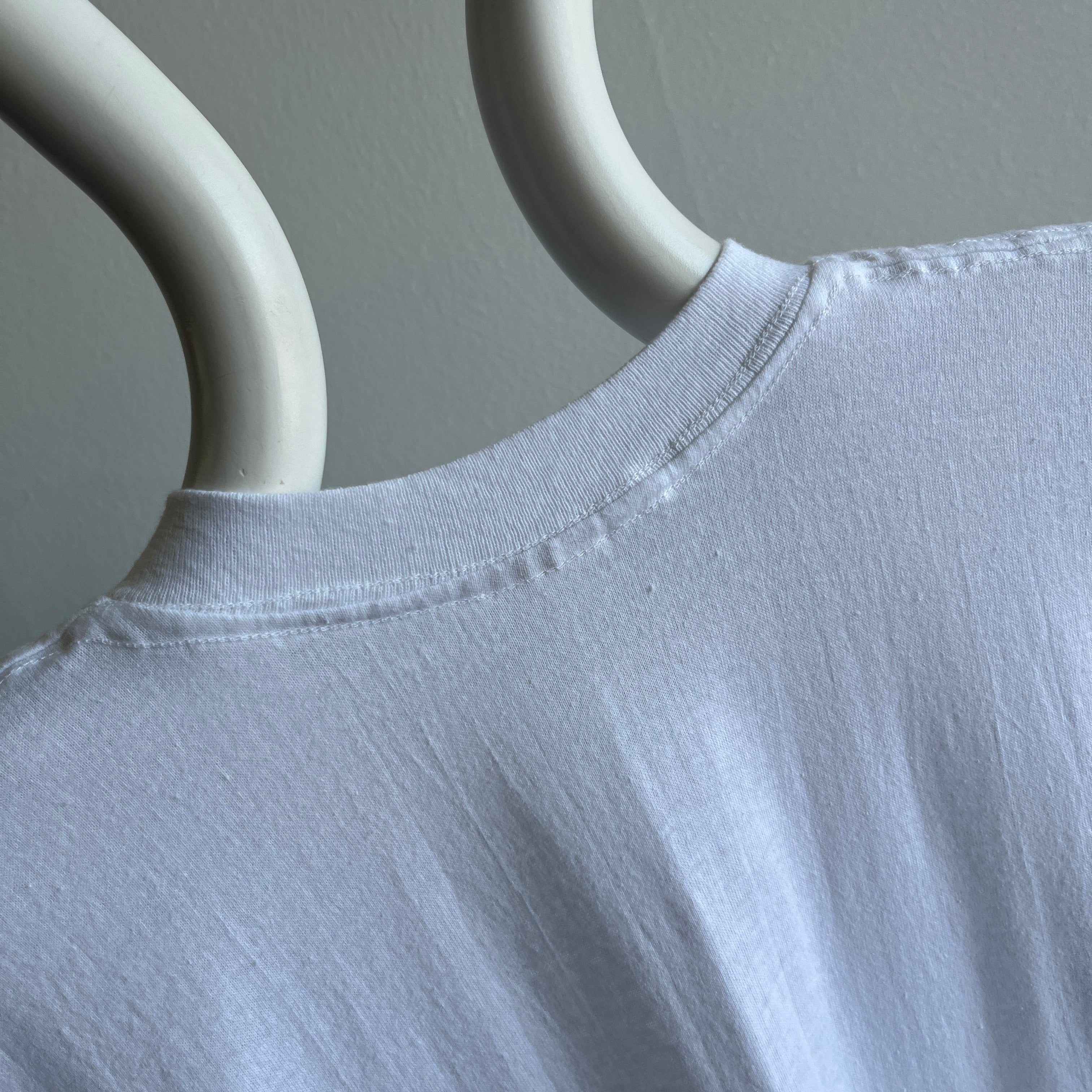 1980s Blank White Pocket Muscle T-Shirt