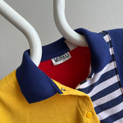 1980s Color Block Polo Sweatshirt - !!!