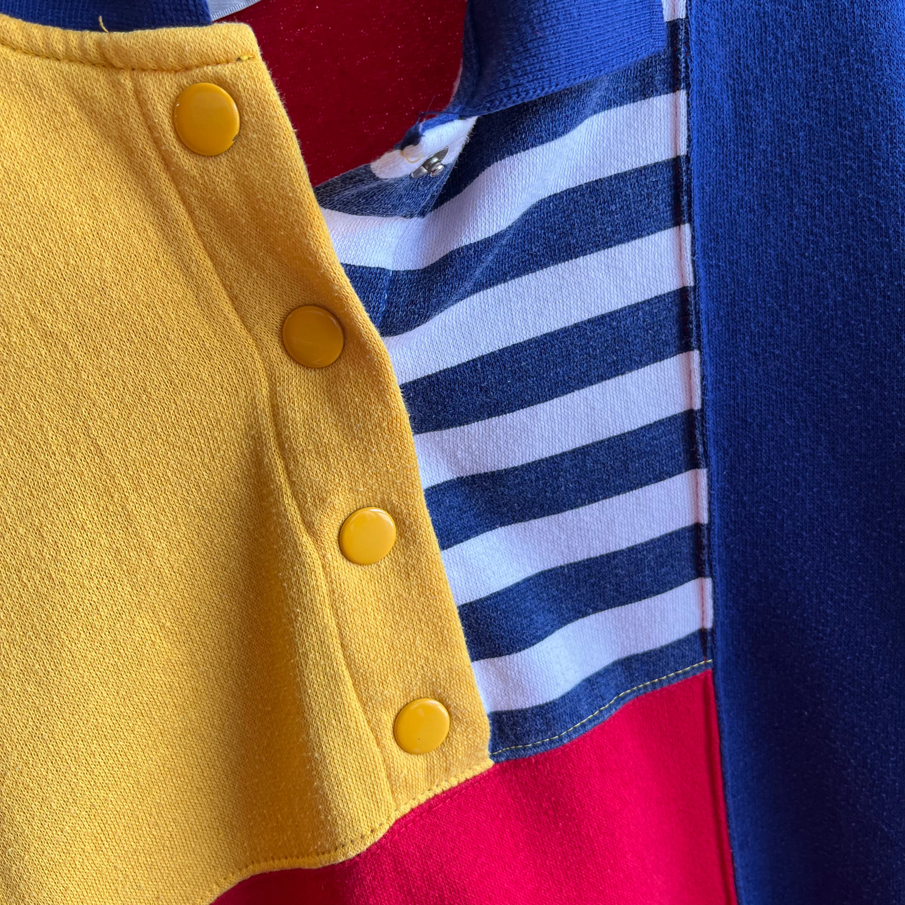 1980s Color Block Polo Sweatshirt - !!!