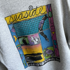 1980s Seaside Volleyball Front and Back Paint Stained Sweatshirt