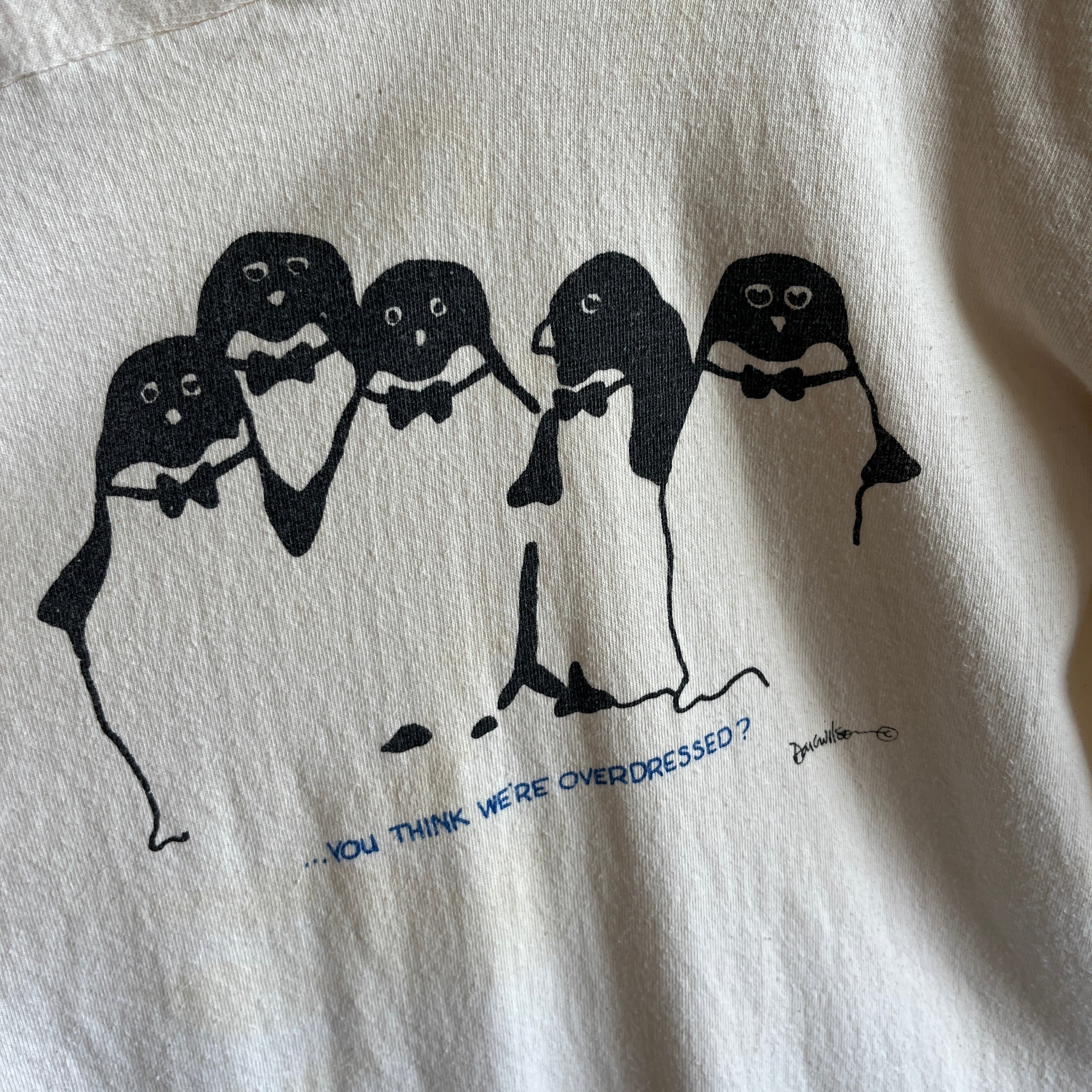 1980s .... You Think We're Overdressed? Penguin Cotton Football Style T-Shirt