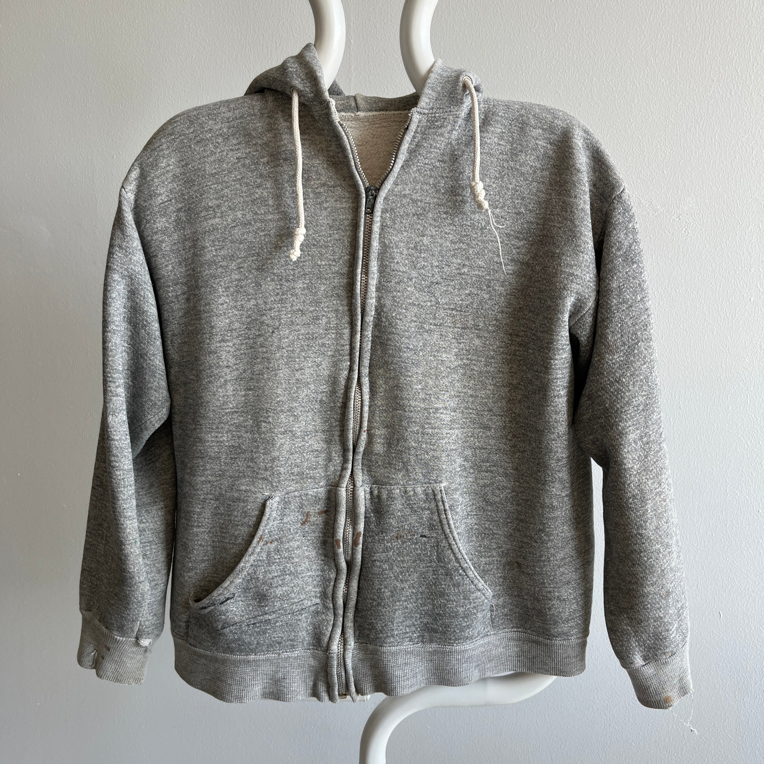 1970s Perfectly Paint Stained Smaller Gray Hoodie - The Gauge!