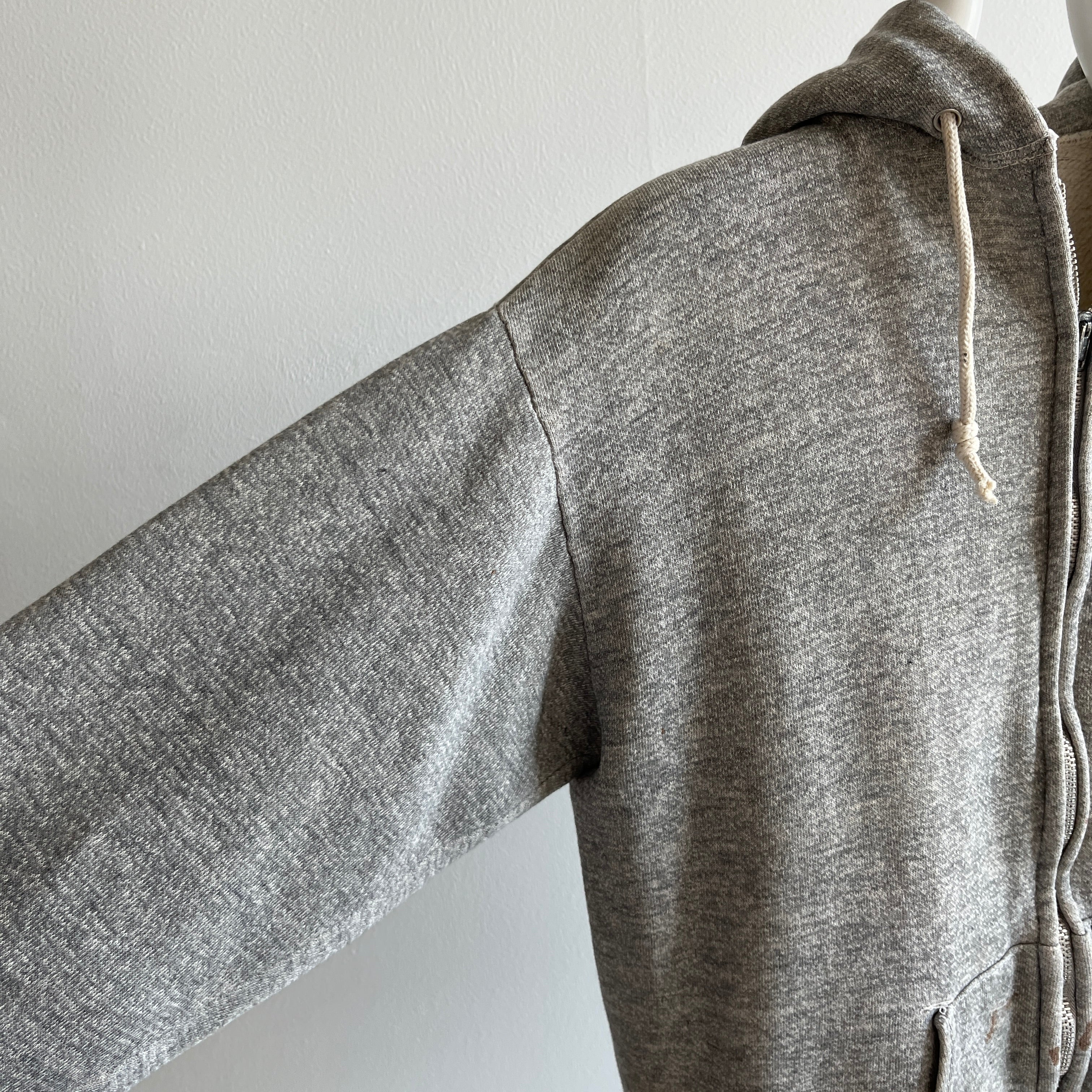 1970s Perfectly Paint Stained Smaller Gray Hoodie - The Gauge!