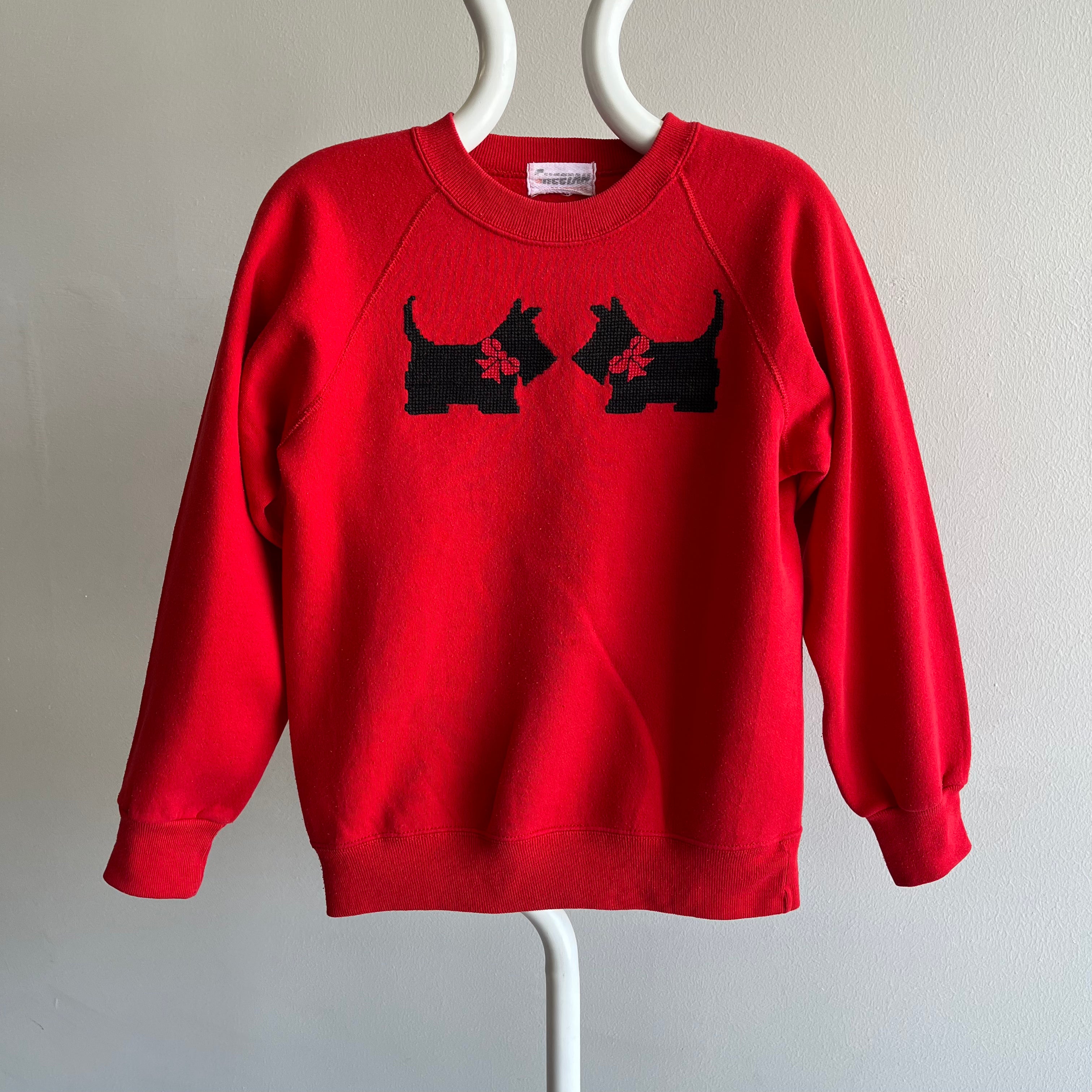 1980s Scottie DIY Needlepoint Sweatshirt