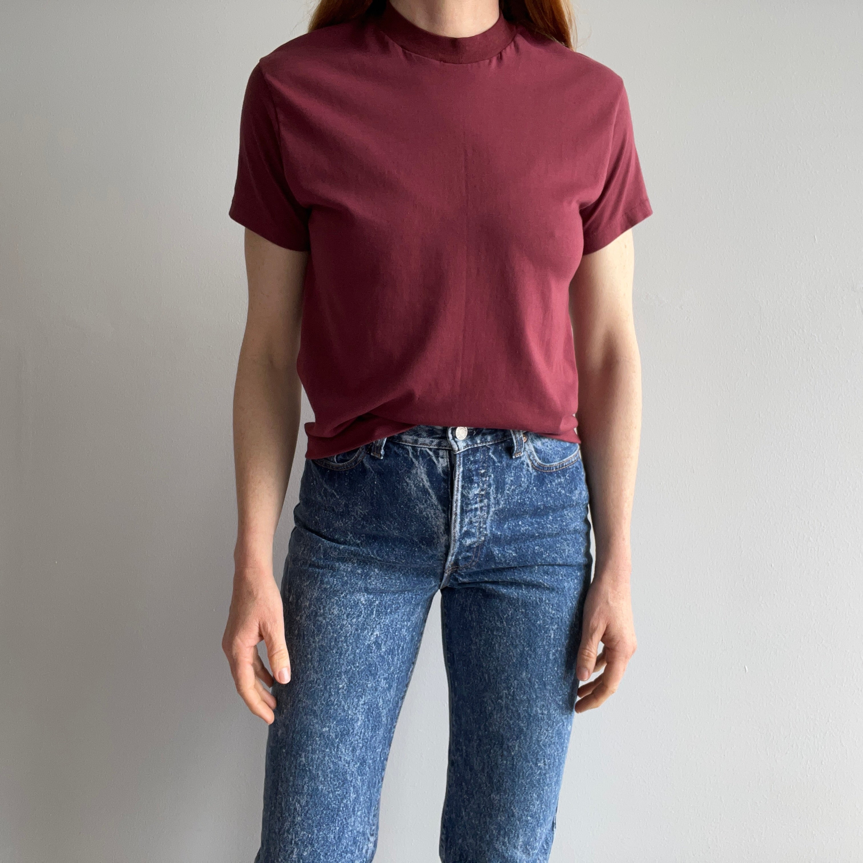 1970s Hi Cru by Stedman Hand Hemmed Thinned Out Lightweight 50/50 Burgundy T-Shirt