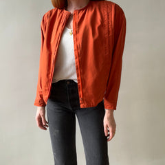 1980s Rust Orange Gianni Versace Pleated Zip Jacket