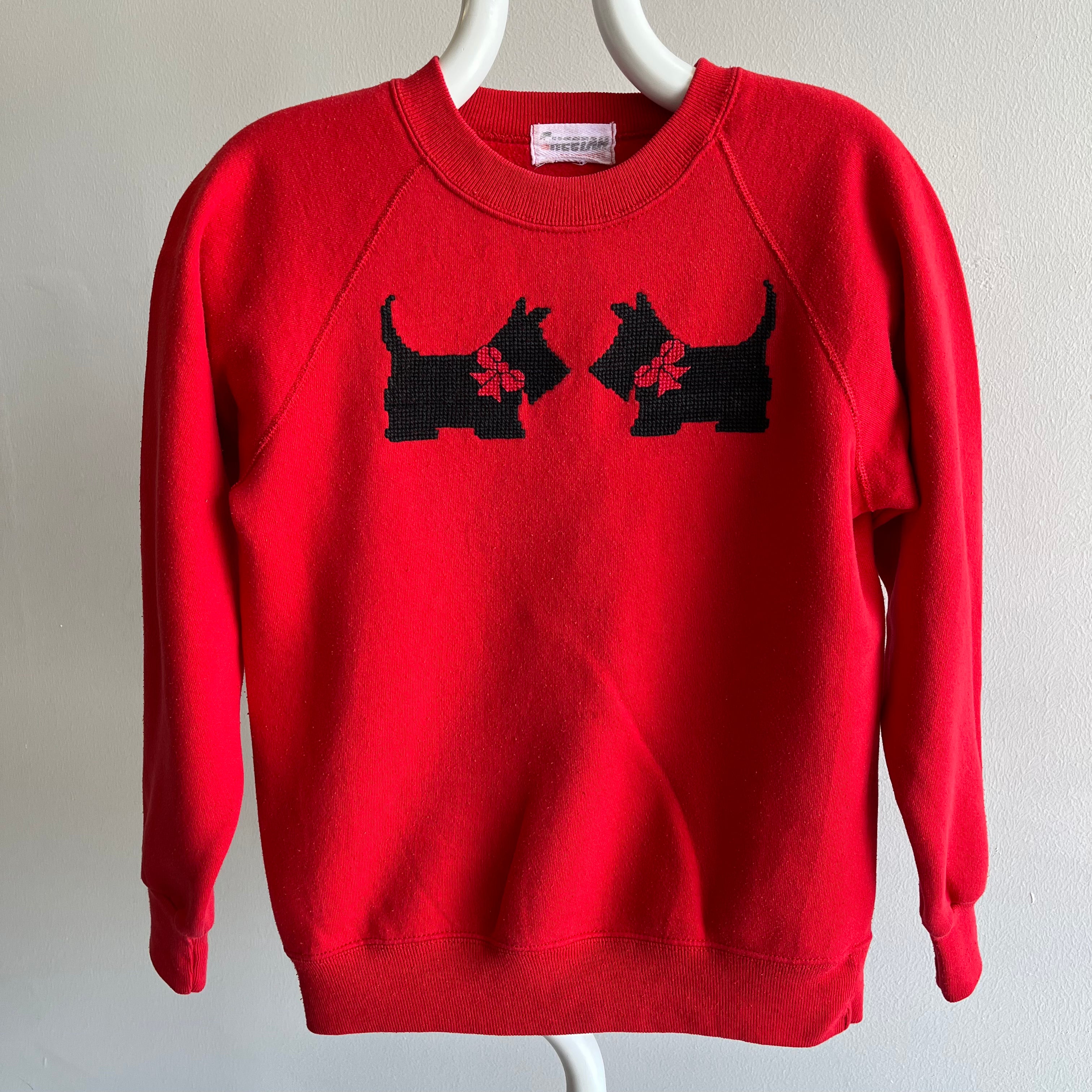 1980s Scottie DIY Needlepoint Sweatshirt