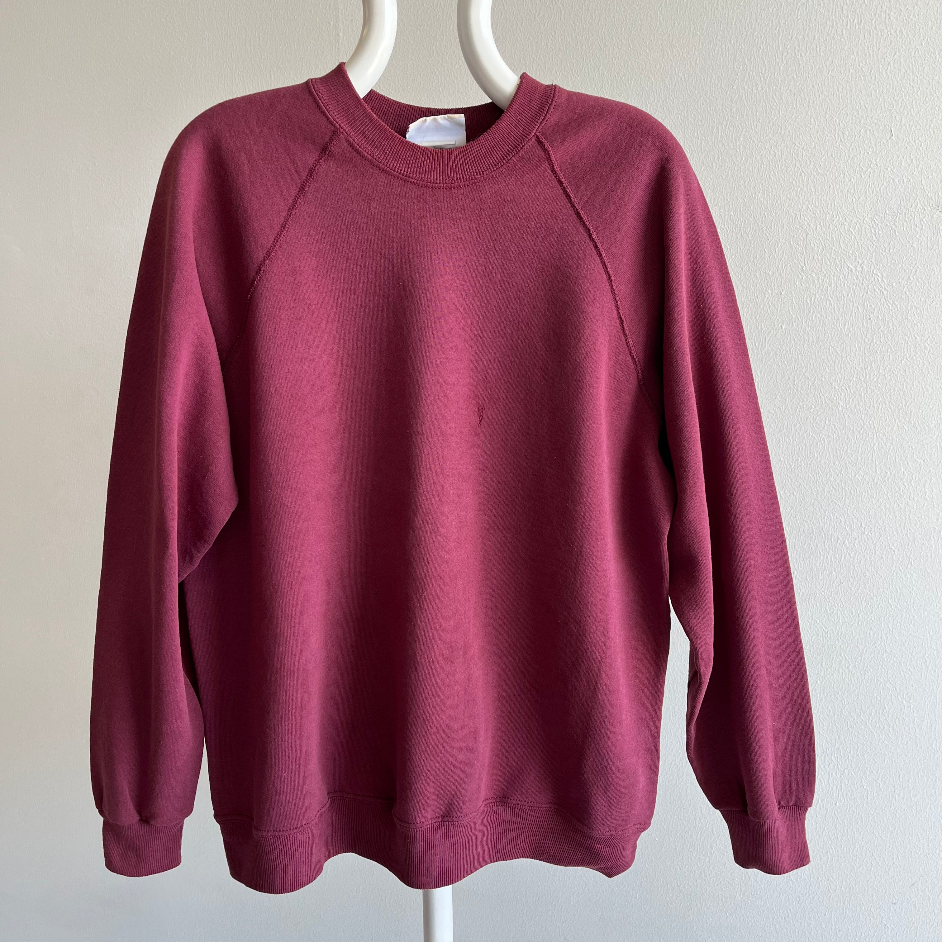 1980/90s Faded and Nicely Thrashed Blank Burgundy Raglan by Riders