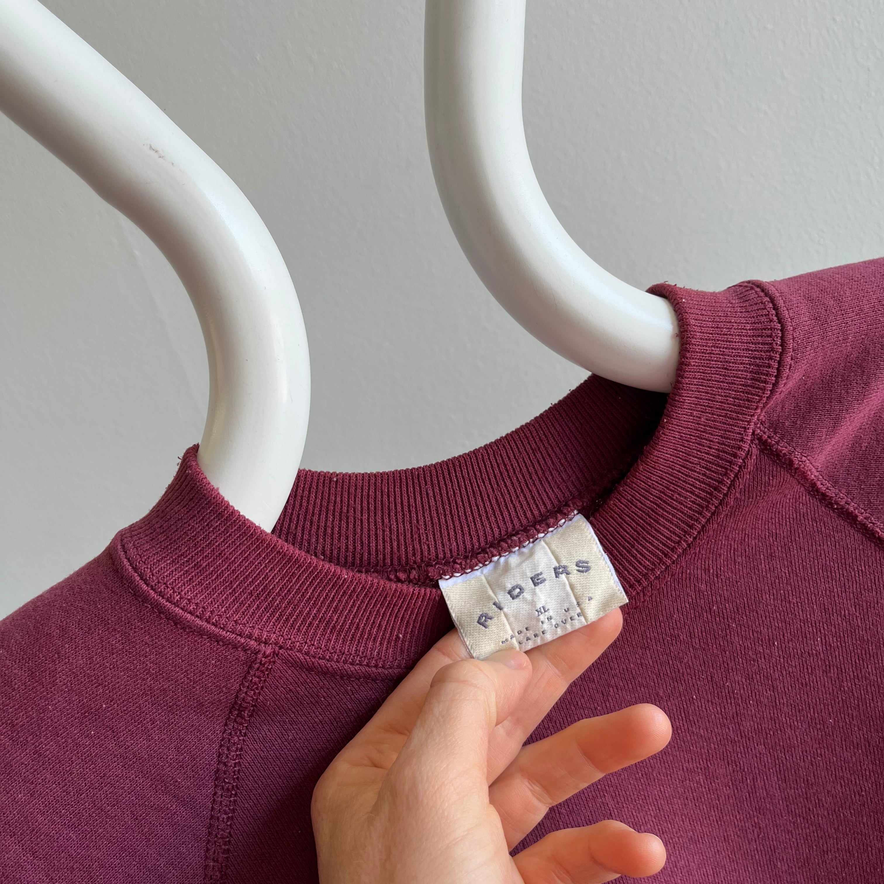 1980/90s Faded and Nicely Thrashed Blank Burgundy Raglan by Riders