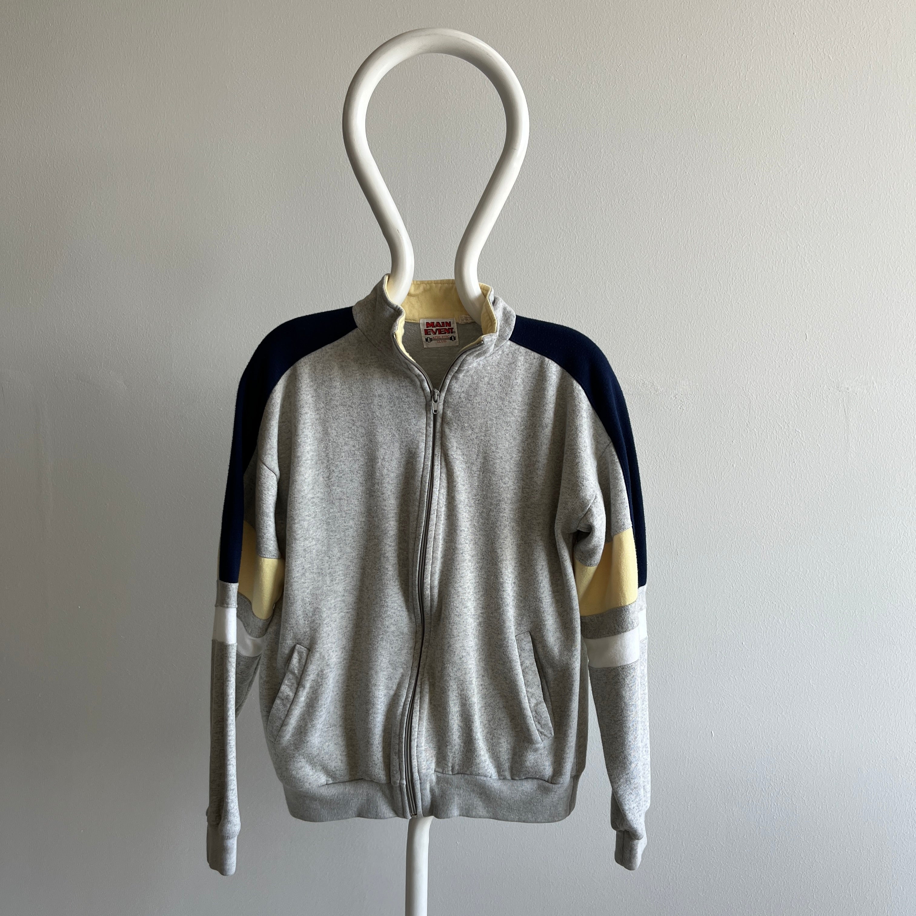 1970/80s Color Block Mock Neck Zip Up