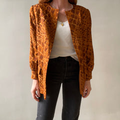 1980s Brown Alligator Print Blazer by Bill Blass