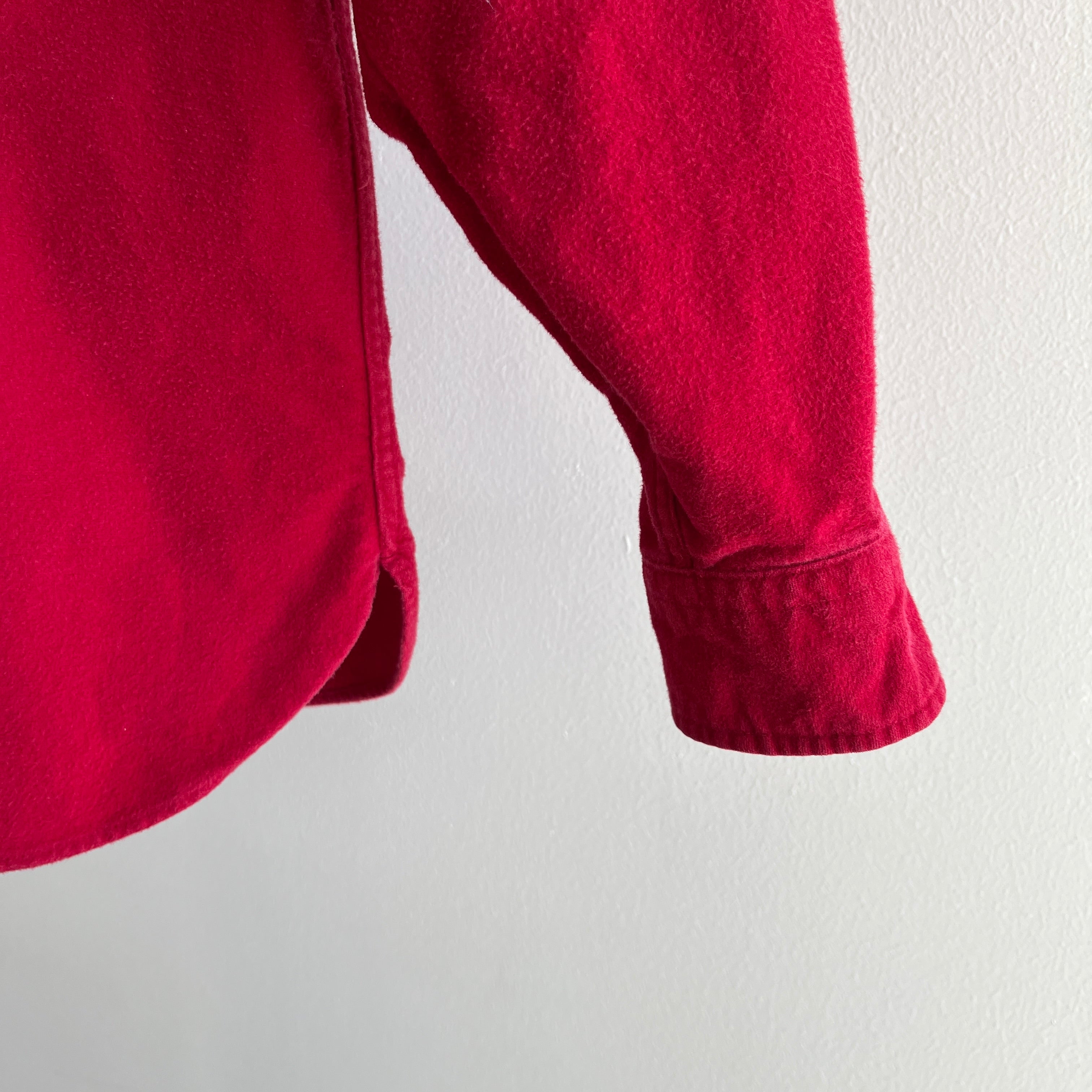 1990s L.L. Bean Deep Red Chamois Cotton Flannel Shirt