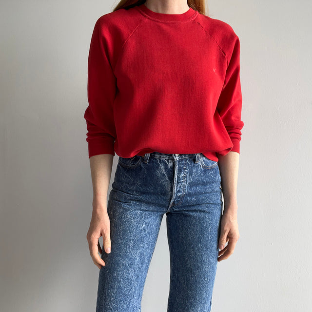 1970s Collectible Deep Red Raglan with Contrast Stitching and Shorter Short Sleeves by Sportswear