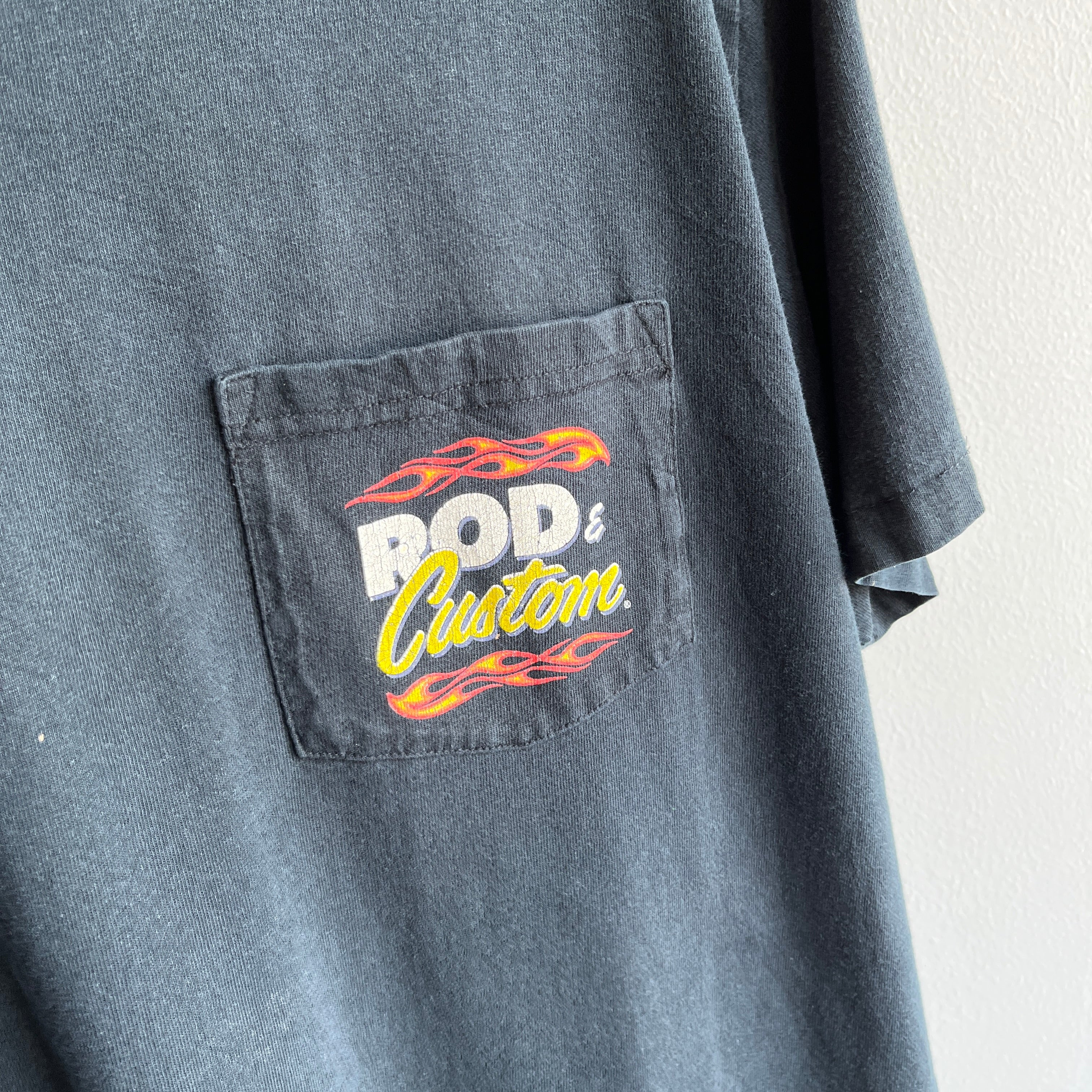 2000s Rod and Custom Front and Back T-Shirt with a Giant Tear